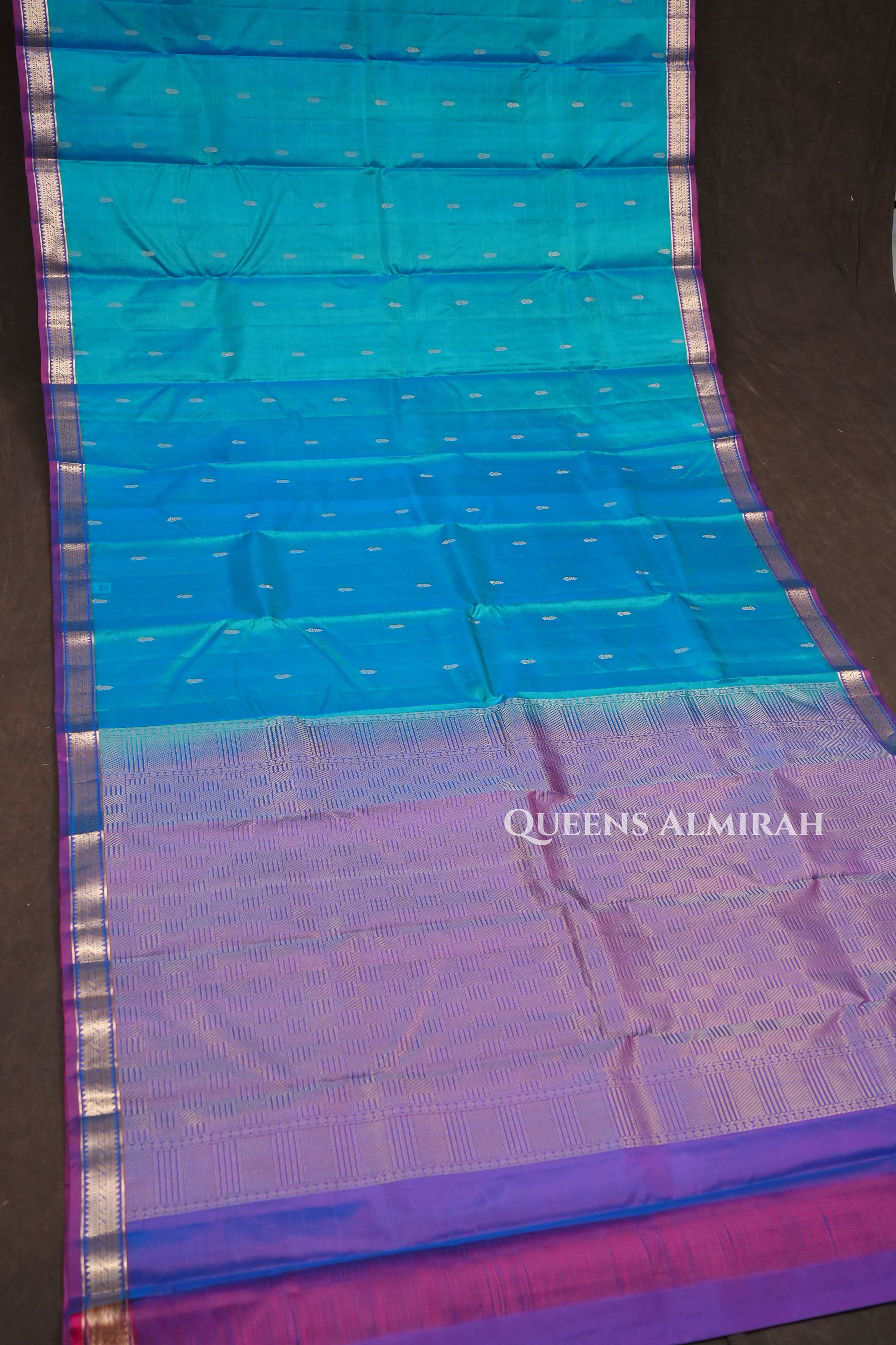 Sky Blue With Purple Pure Kanchivaram Silk Saree