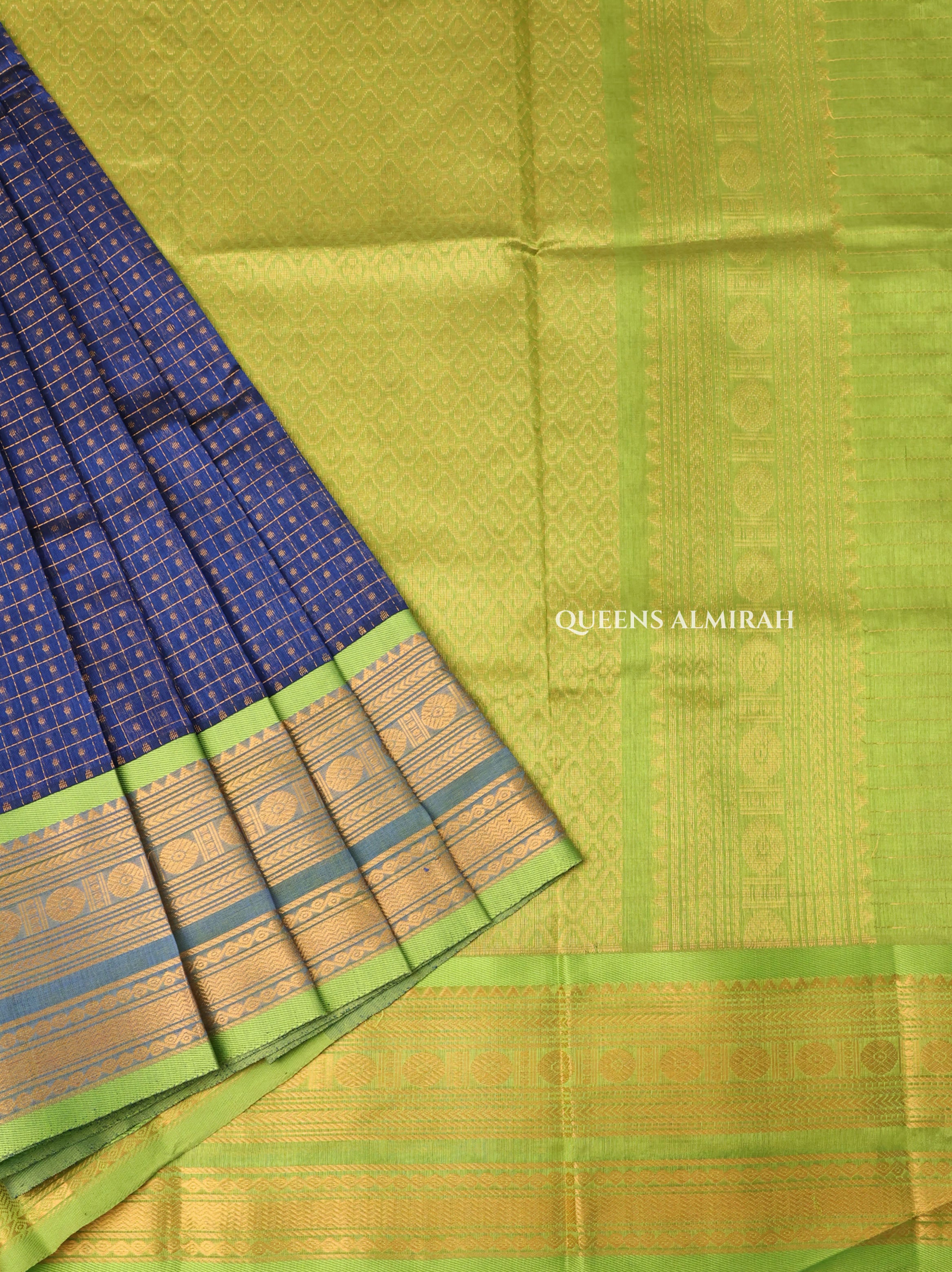 Blue With Green Pure Silk Cotton Saree