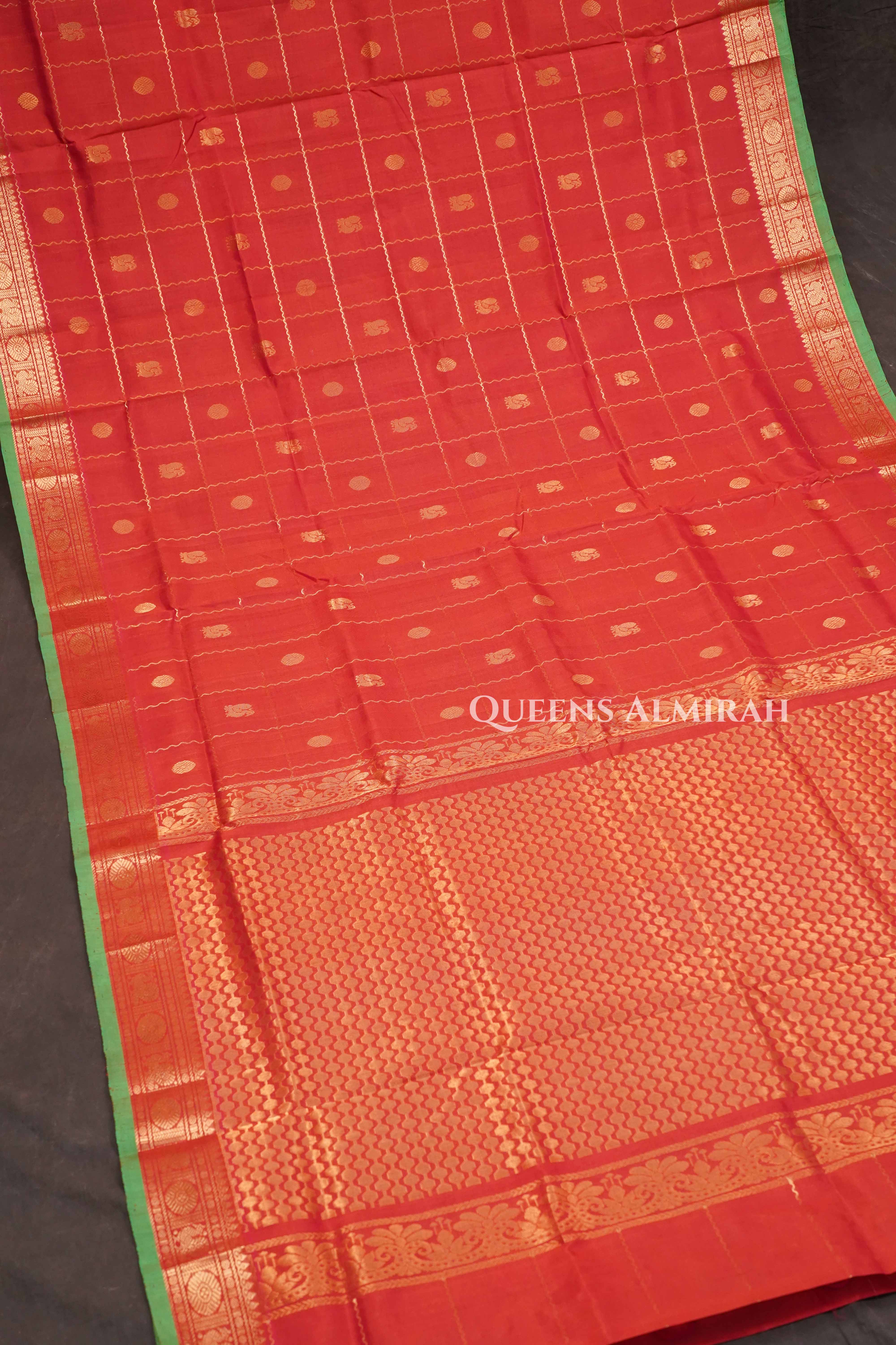 Tomato Red Pure Kanchi Silk Cotton Saree