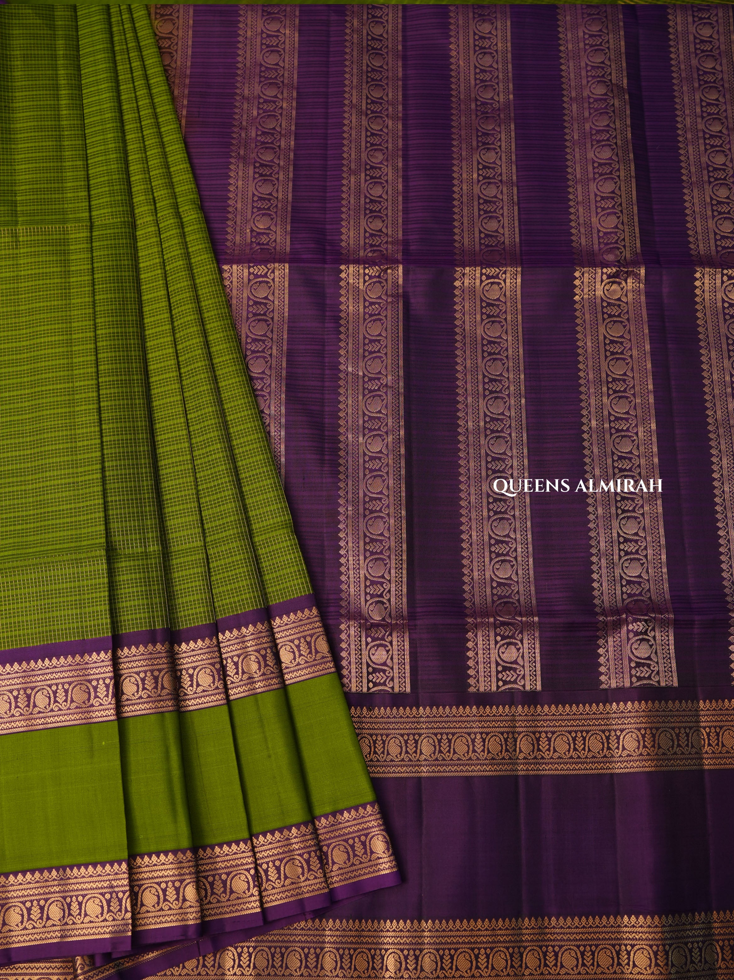 Green Payadi With Dark Violet Pure Soft Silk Saree