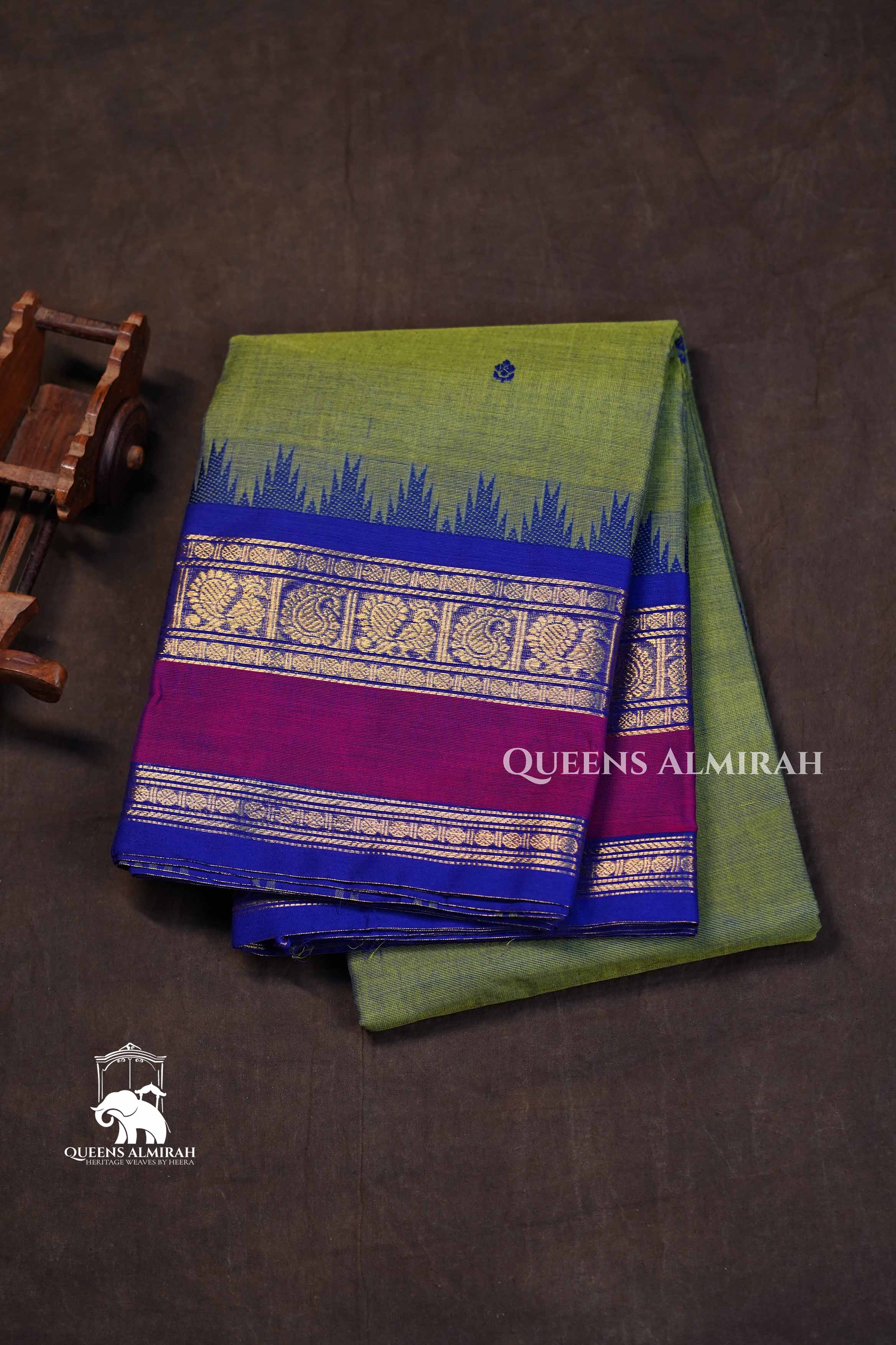 Avocado Green Kanchi Cotton Saree