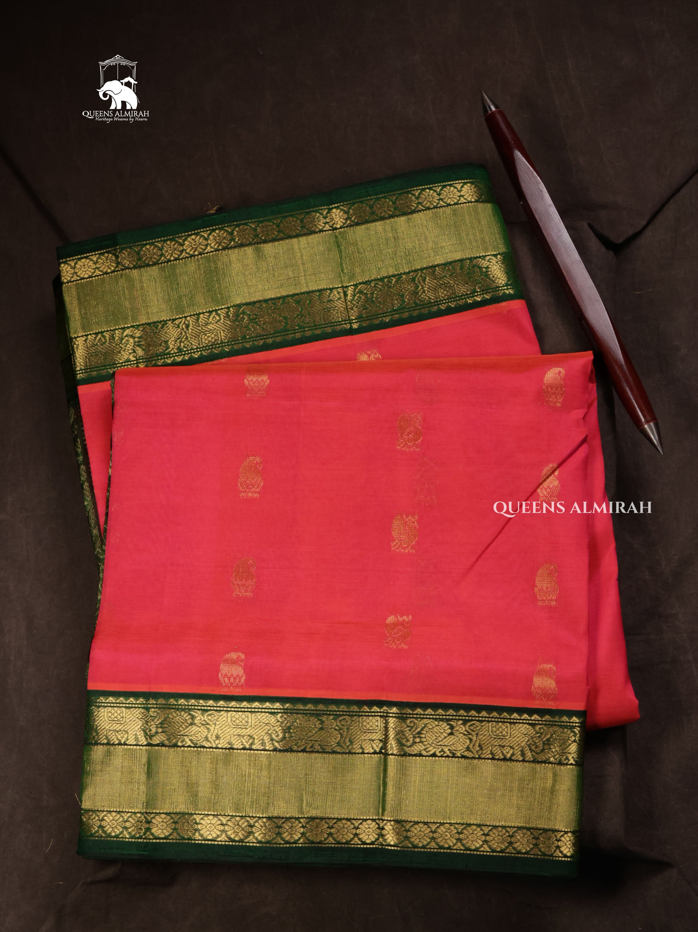 Pink With Green Pure Silk Cotton Saree