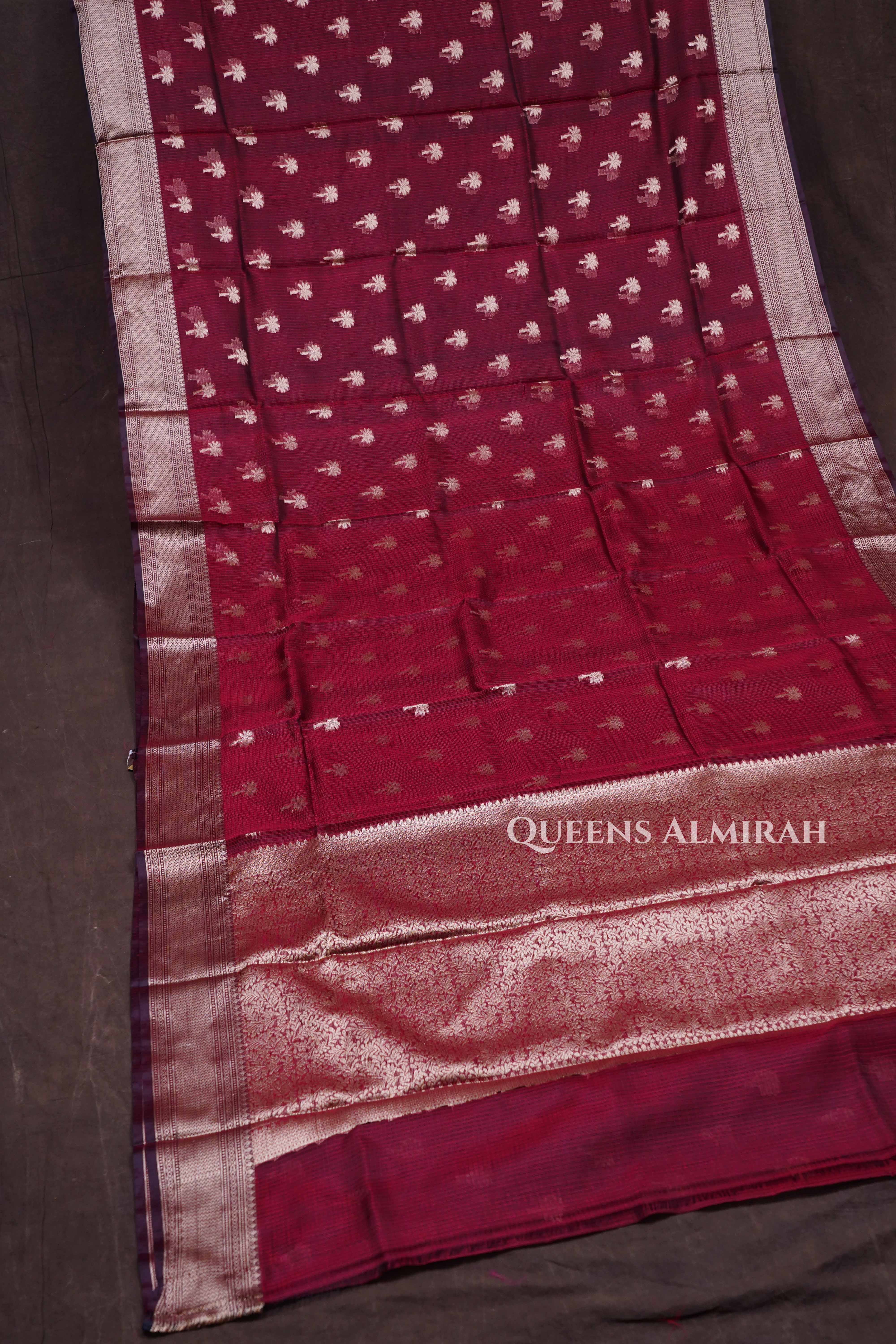 Maroon Pure Kota Silk Saree