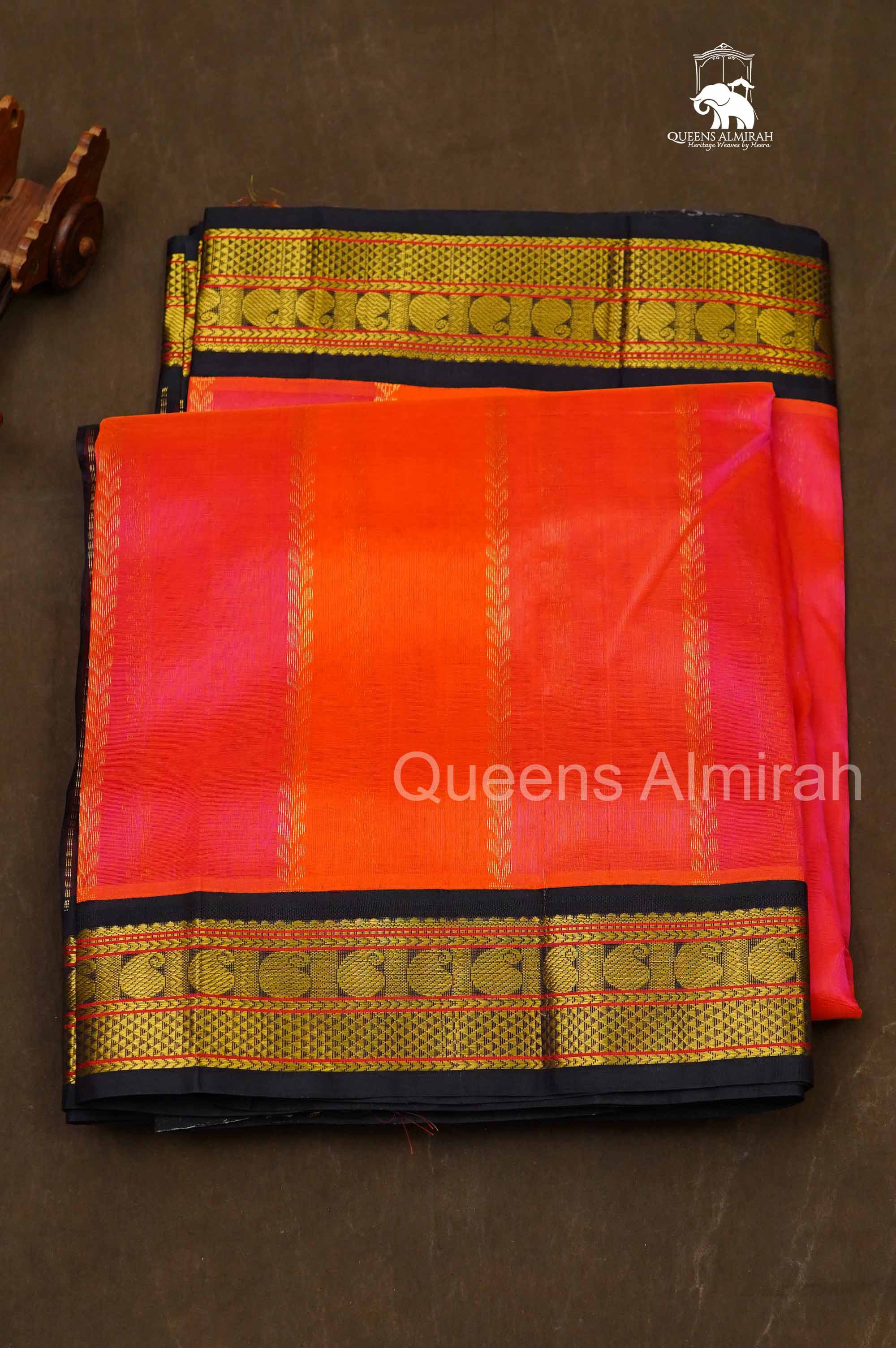 Multi Color With Black Border Pure Silk Cotton Saree