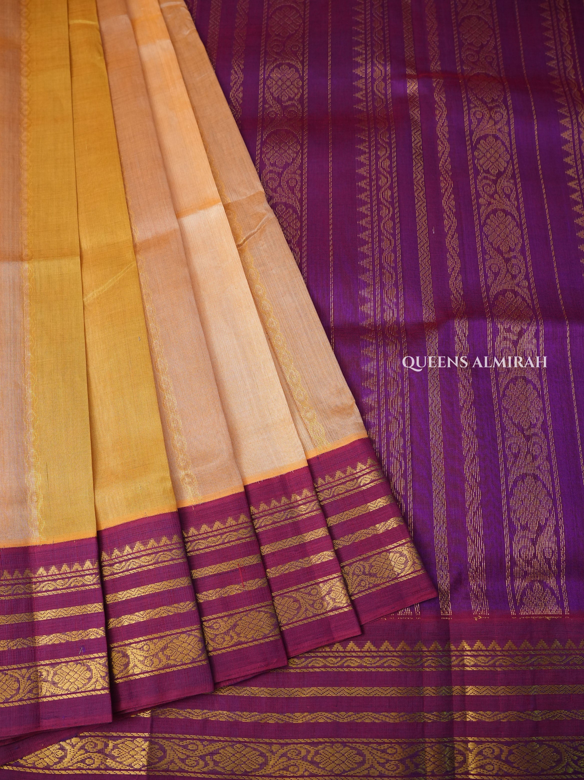 Multicolor With Purple Border Pure Silk Cotton Saree