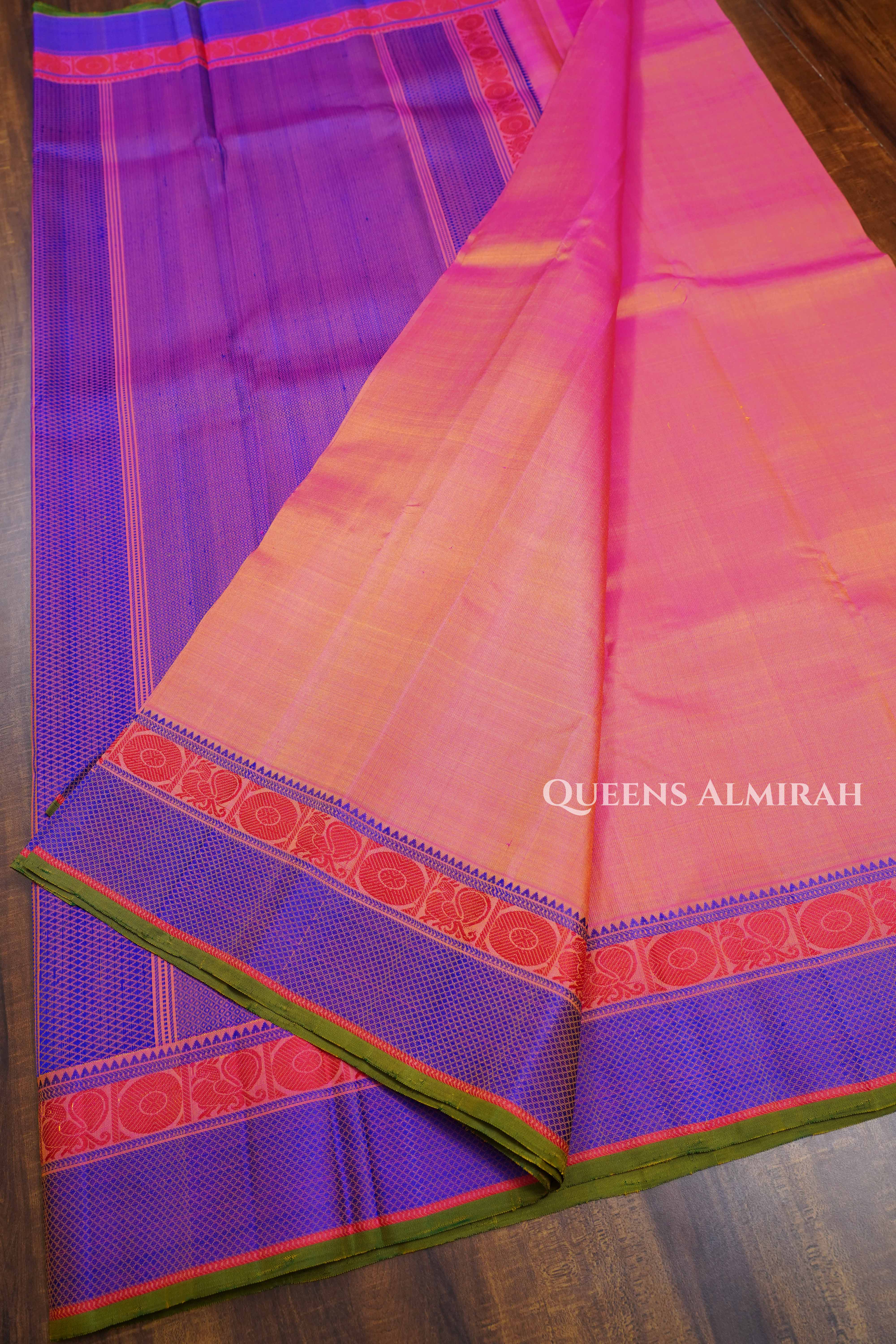 Peach Orange Pure Kanchivaram Silk Saree