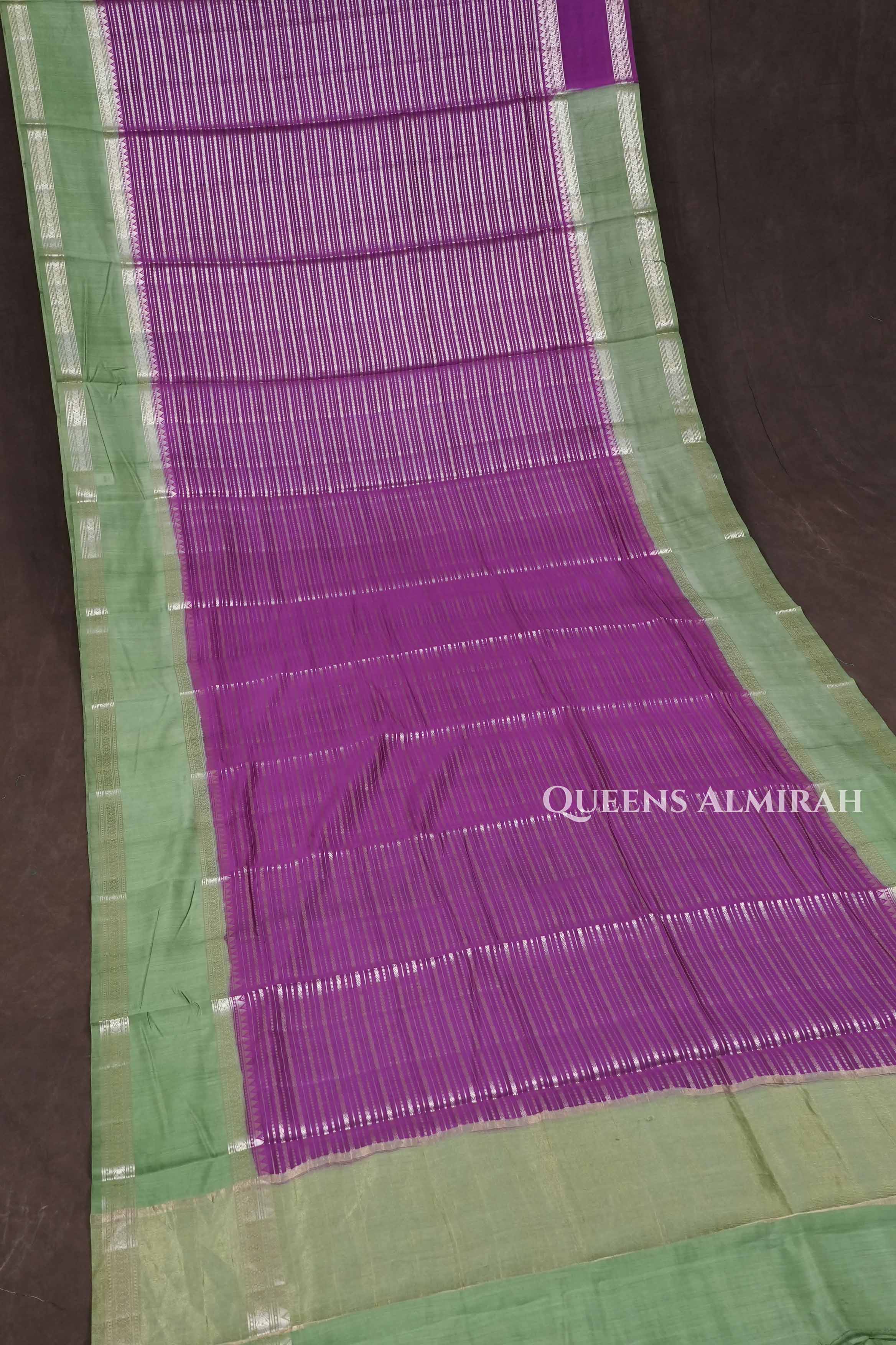 Vadamalli Purple With Green Chiniya Silk Saree