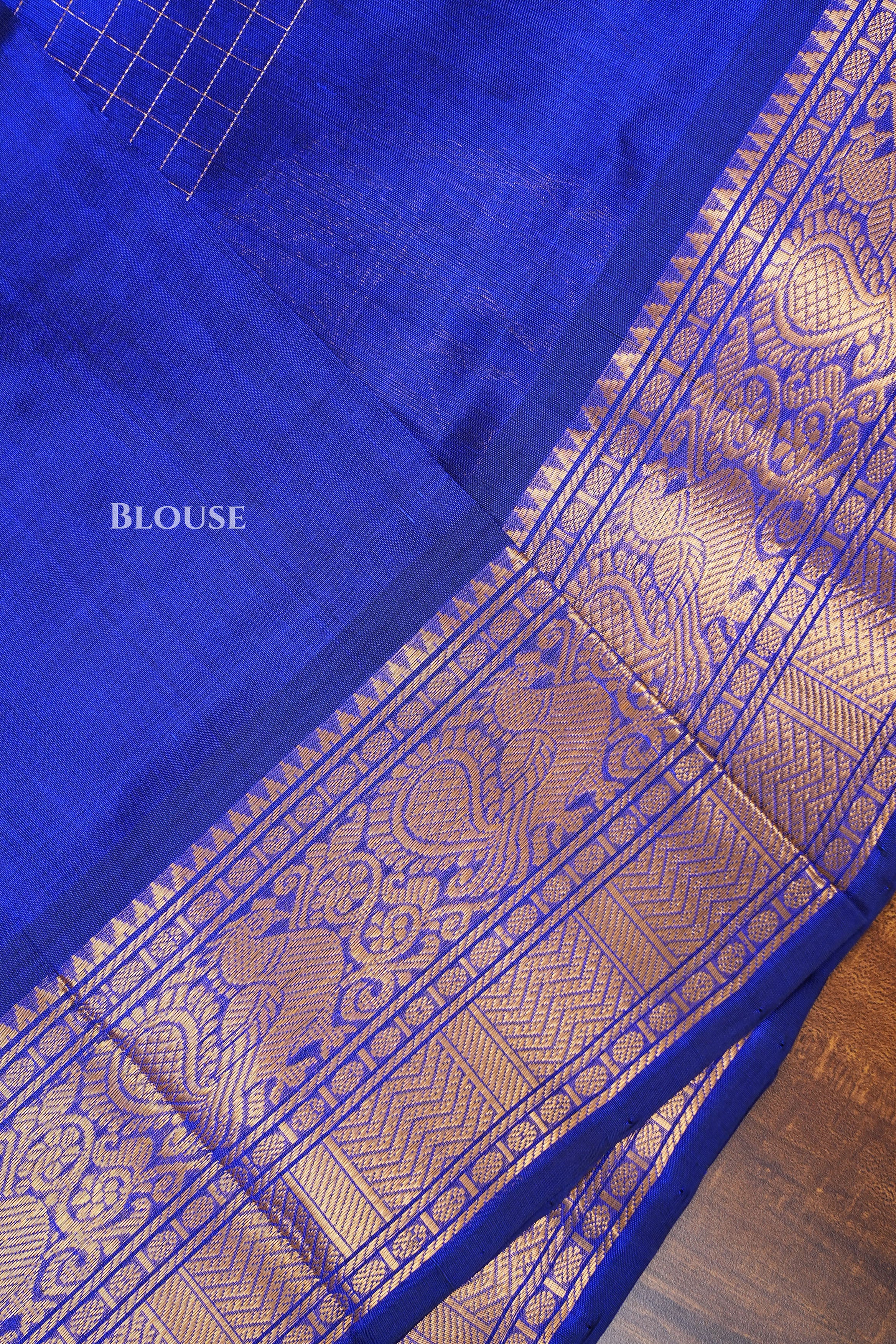 Ms Blue Kattam  Pure Silk Cotton Saree