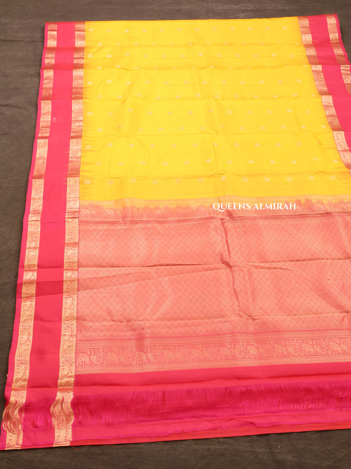 Mango Yellow With Red Pure Kanchivaram Silk Saree