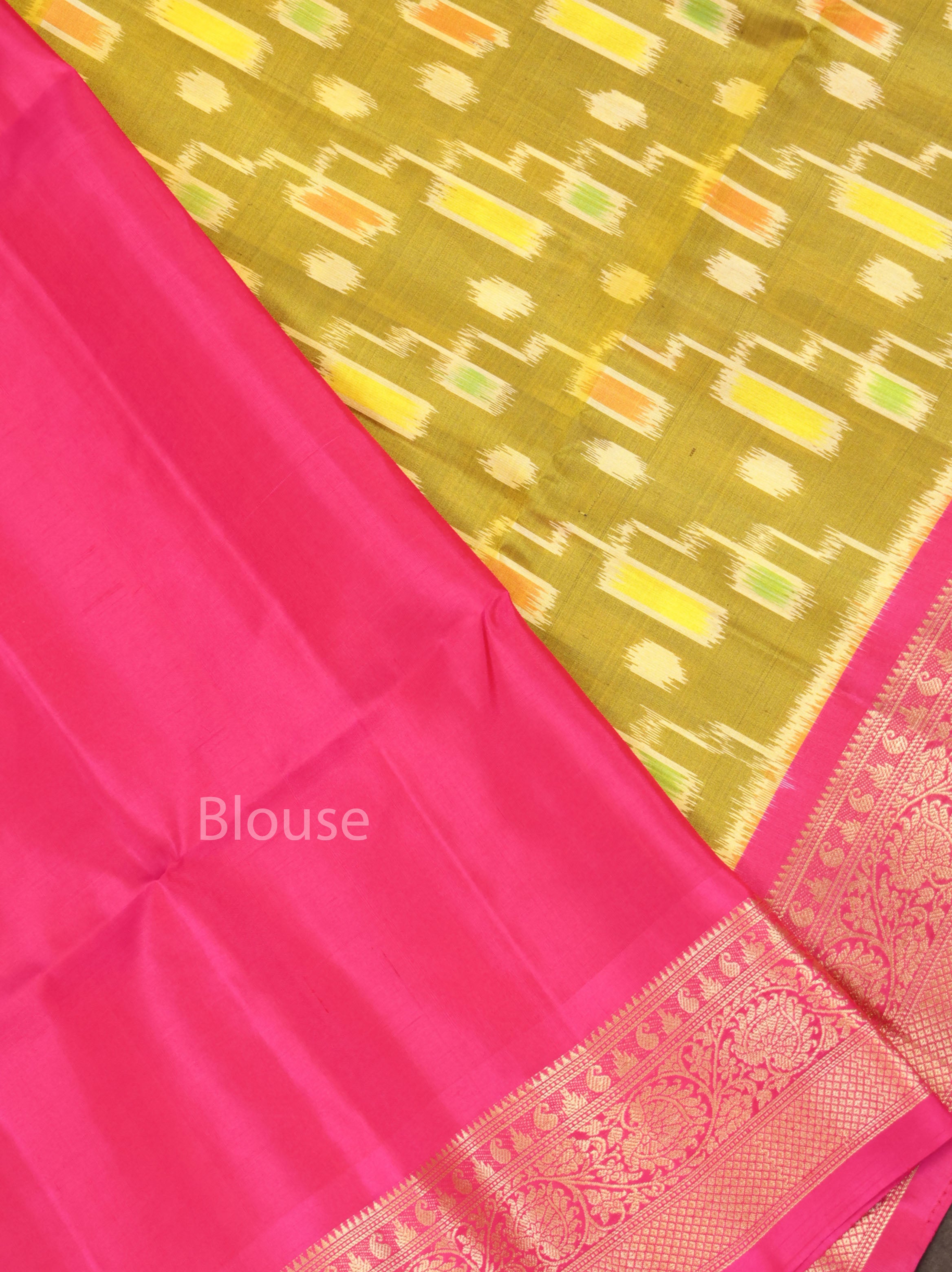 Green With Pink Pure Soft Silk Saree