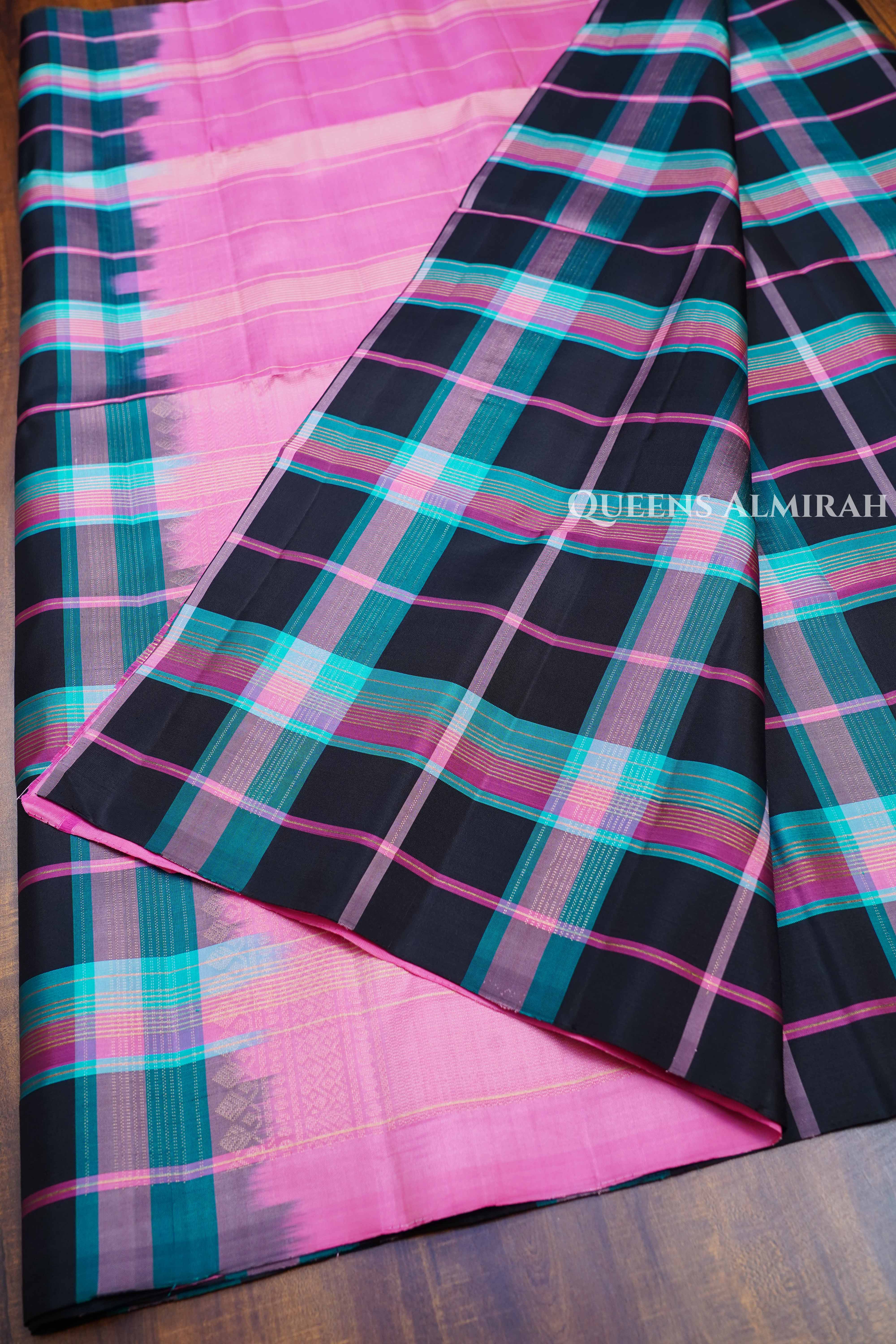 Multi Checks Pure Soft Silk Saree.1