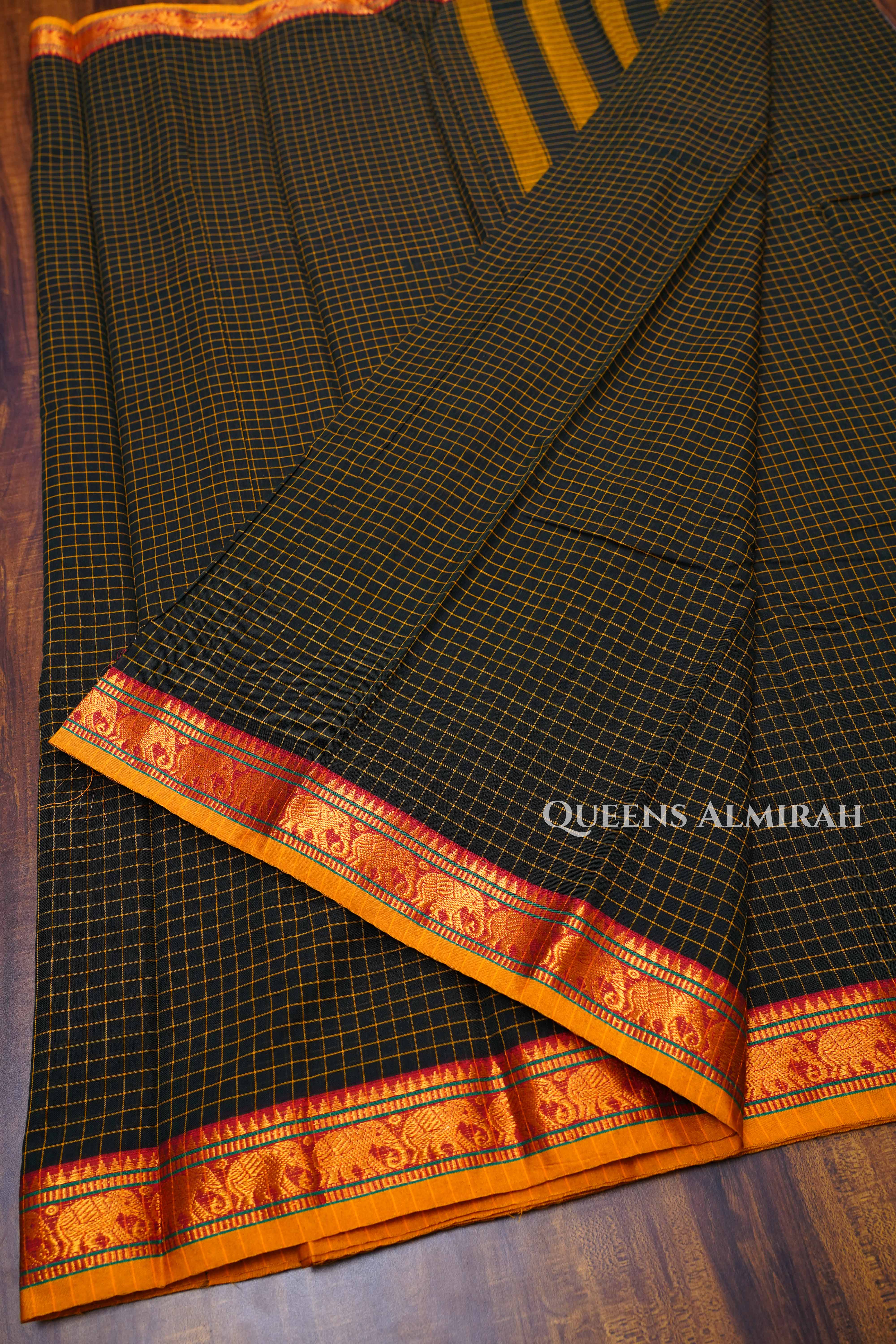 Black Narayanpet Cotton Saree
