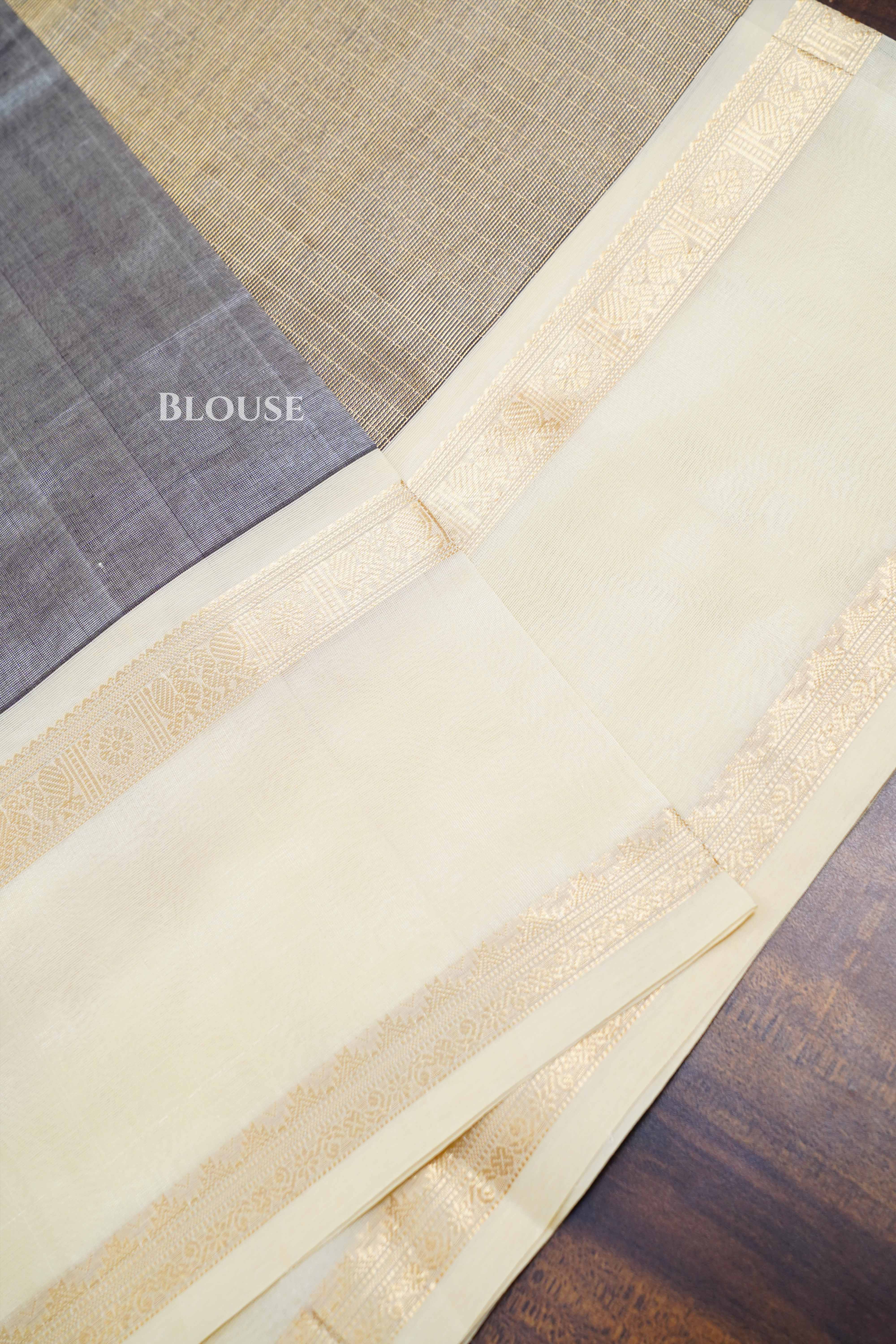 Pale Brown Karaikudi Chettinad Tissue Silk Cotton Saree