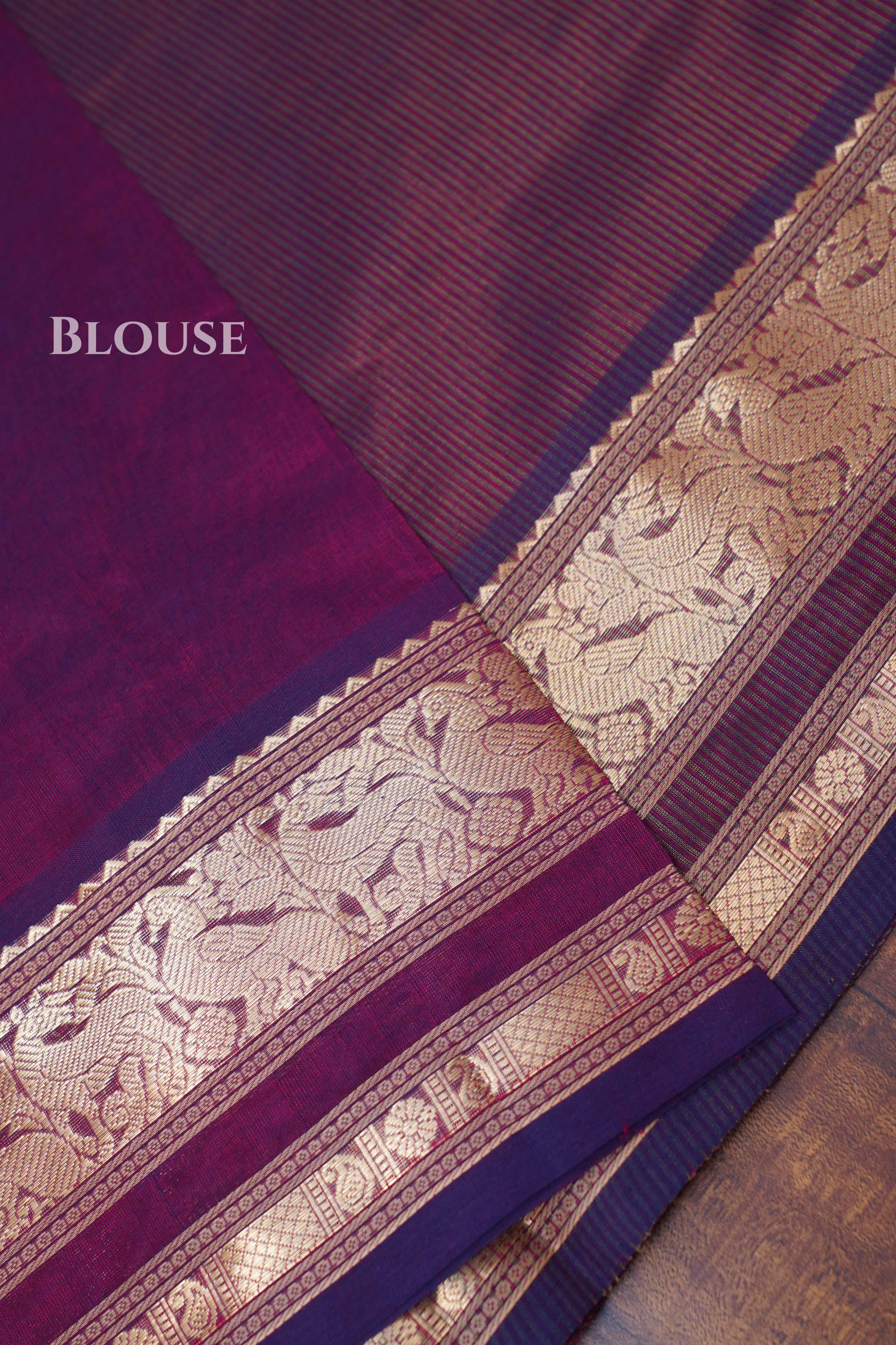 Cocoa Bean Karaikudi Chettinad Silk Cotton Saree