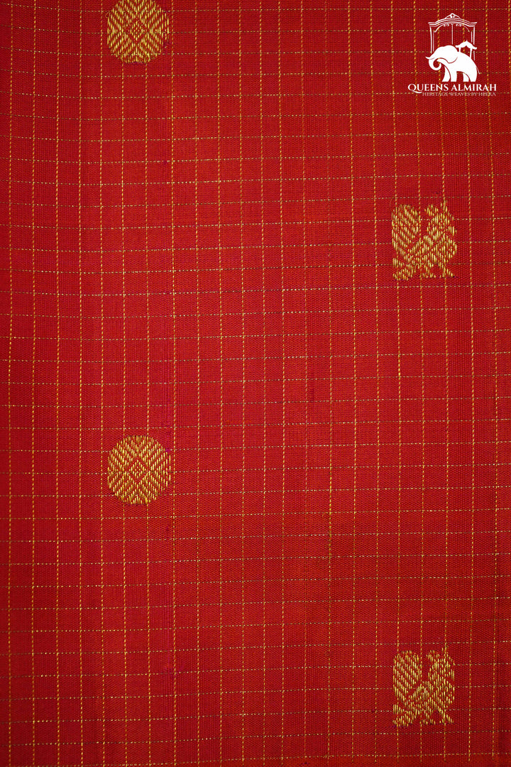 PINKISH ORANGE WITH WOVEN BORDER KANCHIVARAM SILK SAREE - Queens Jewel Emporium