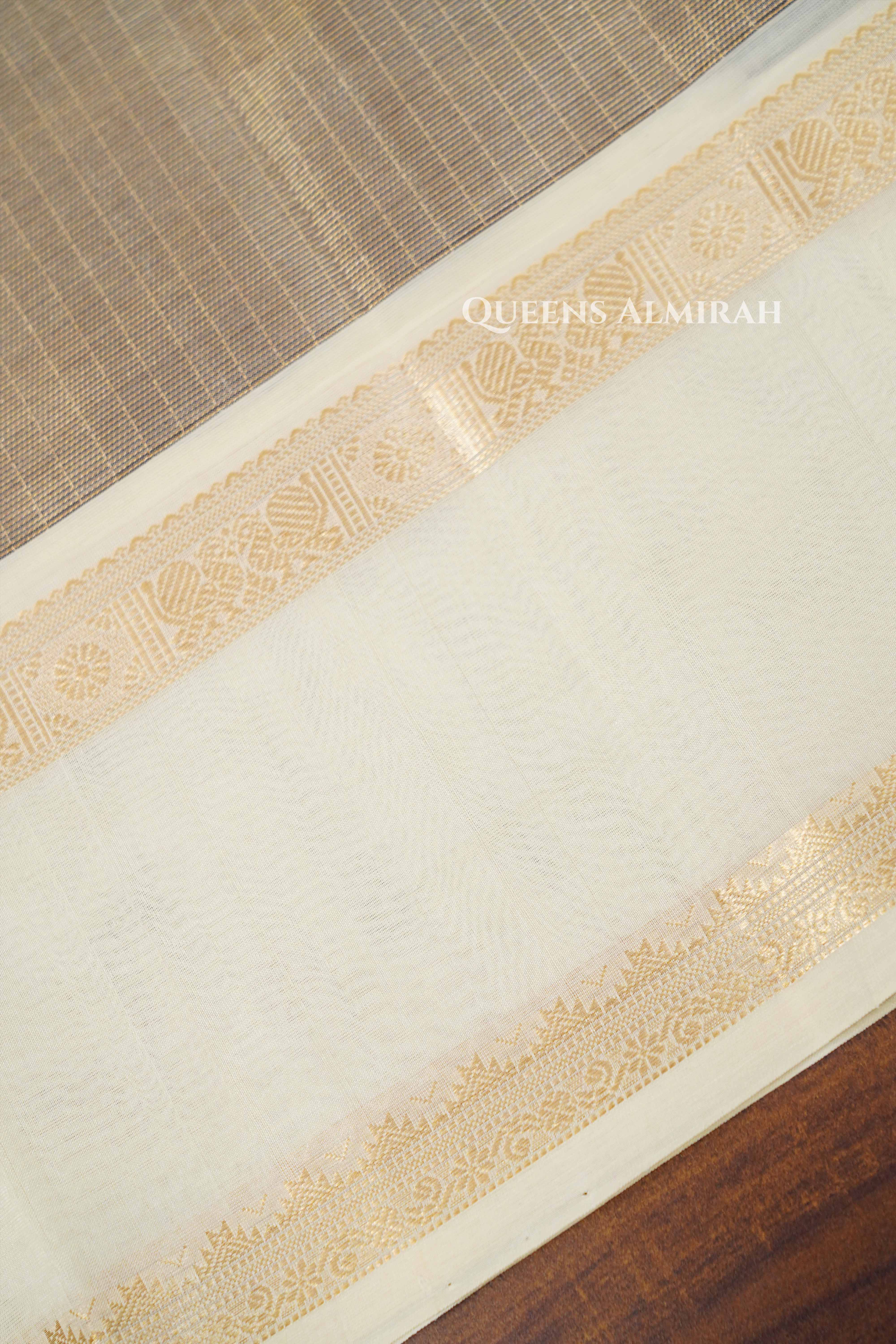 Pale Brown Karaikudi Chettinad Tissue Silk Cotton Saree