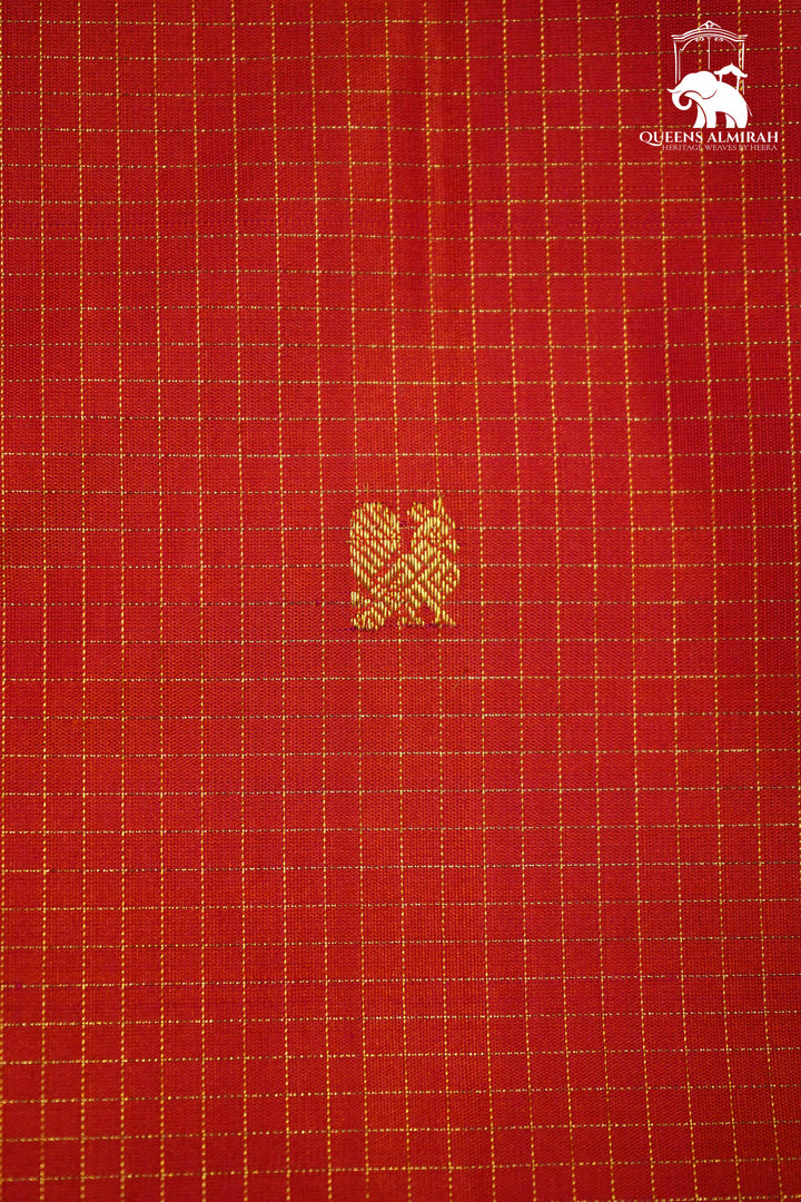 PINKISH ORANGE WITH WOVEN BORDER KANCHIVARAM SILK SAREE - Queens Jewel Emporium