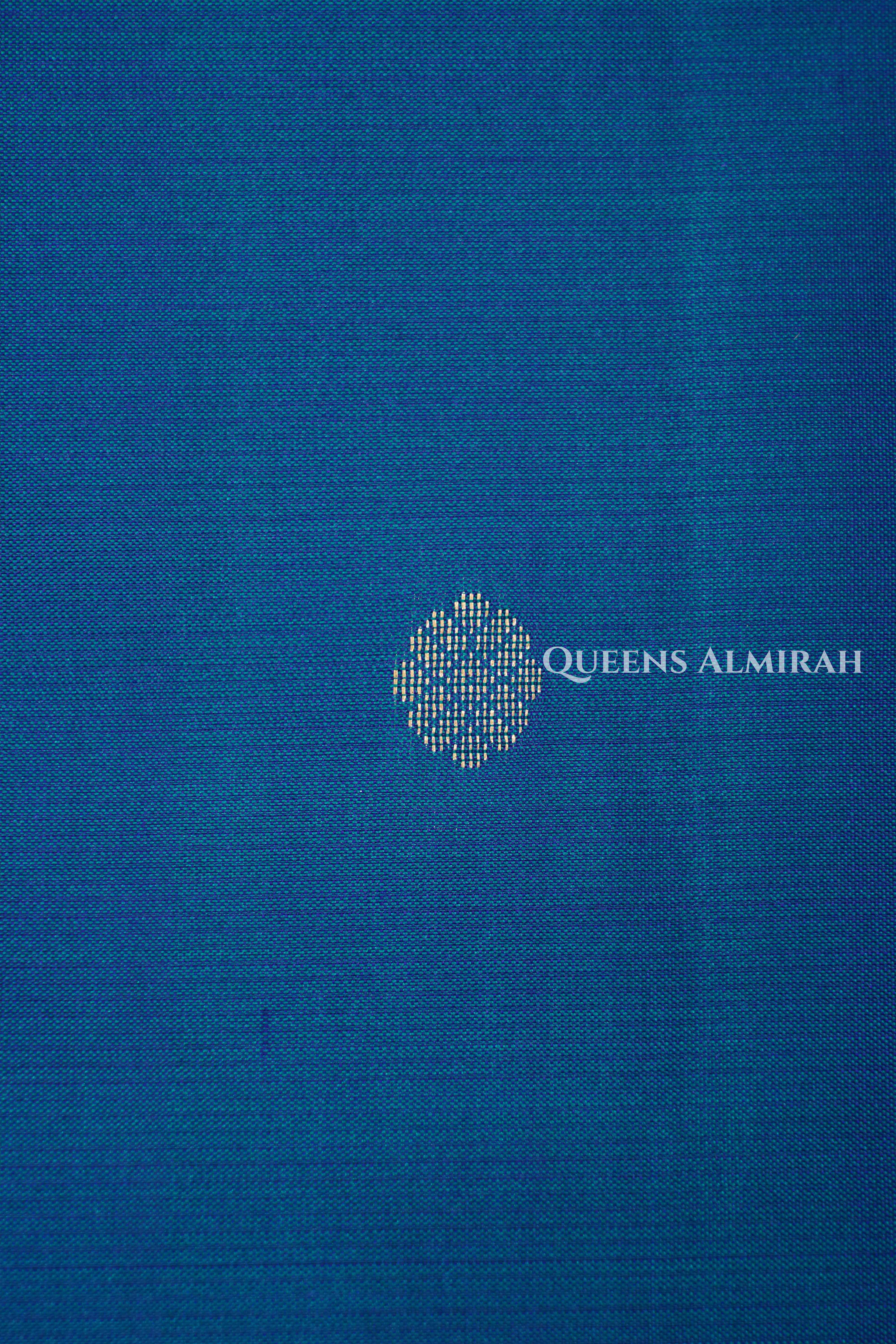 Teal Blue With Purple Pure Kanchivaram Silk Saree