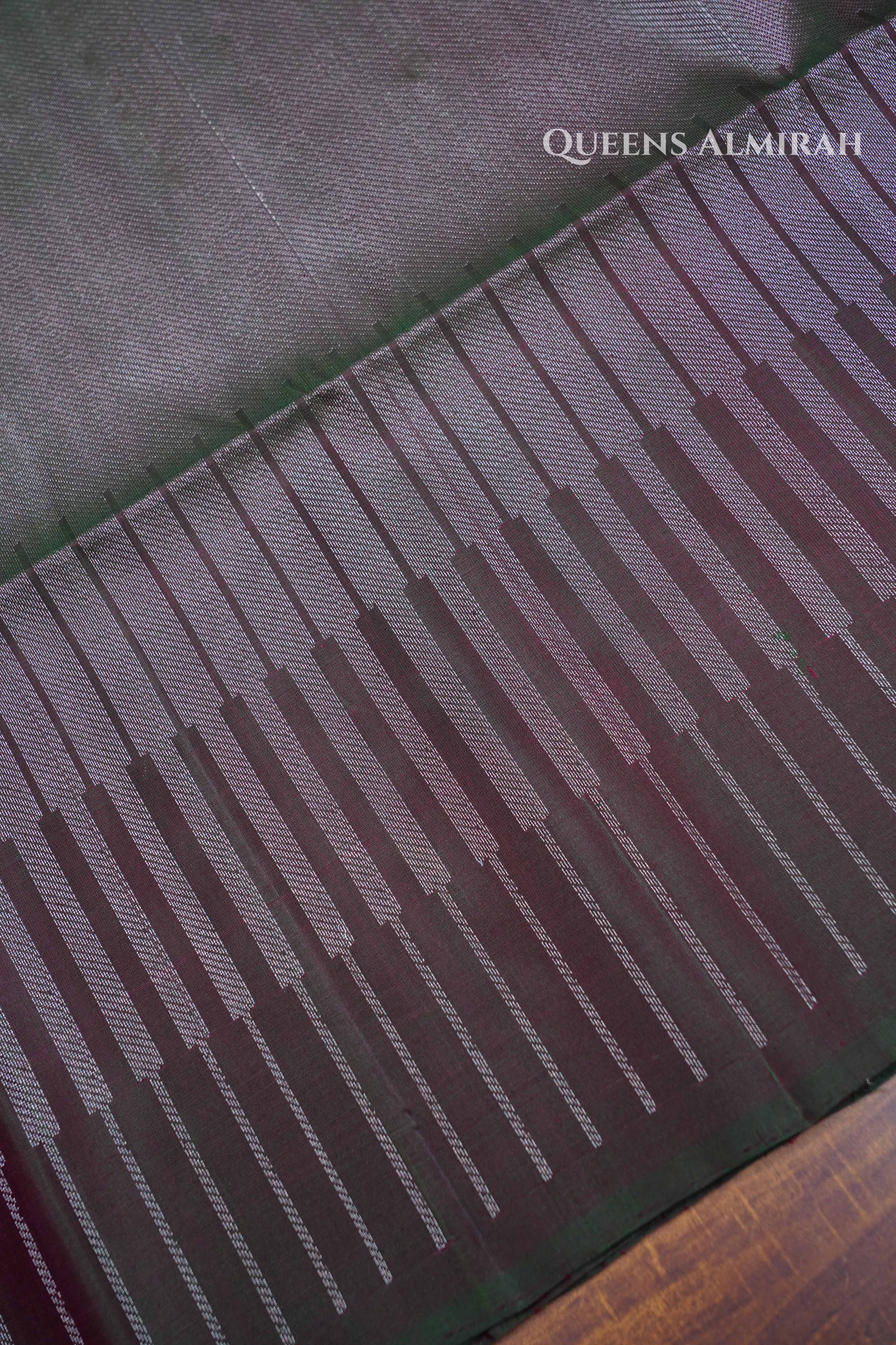 Dark Grape Brown Pure Soft Silk Saree