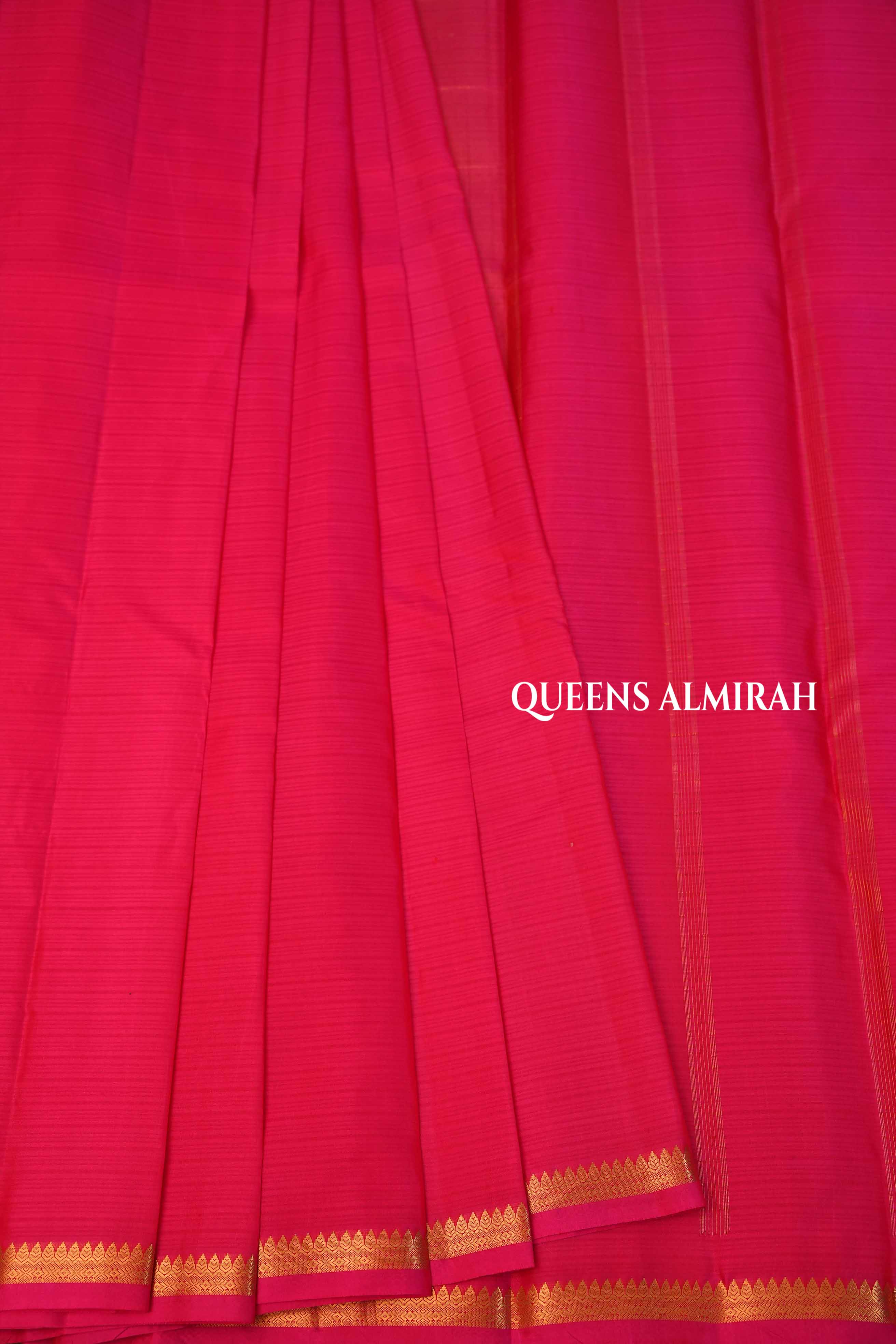 Magenta Pink With Thin Border Pure Kanchivaram Silk Saree