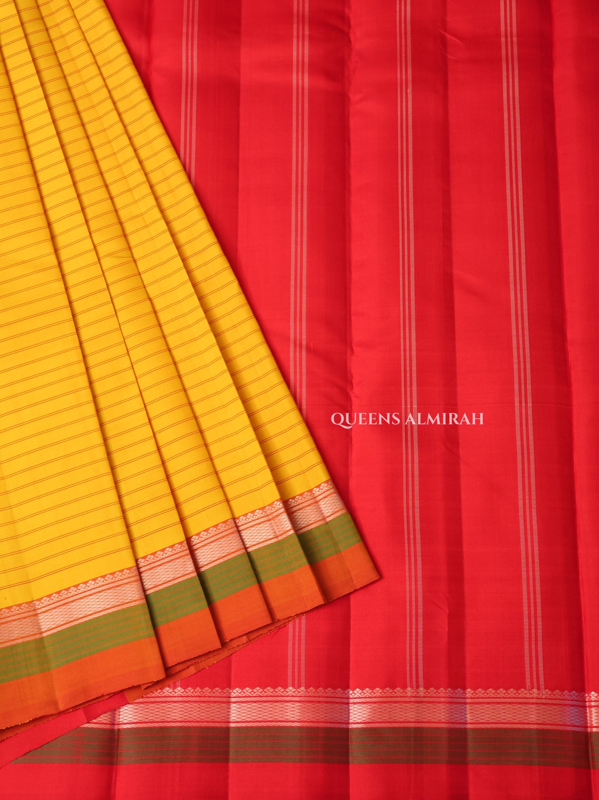 Mango Yellow With Orange Pure Kanchivaram Silk Saree