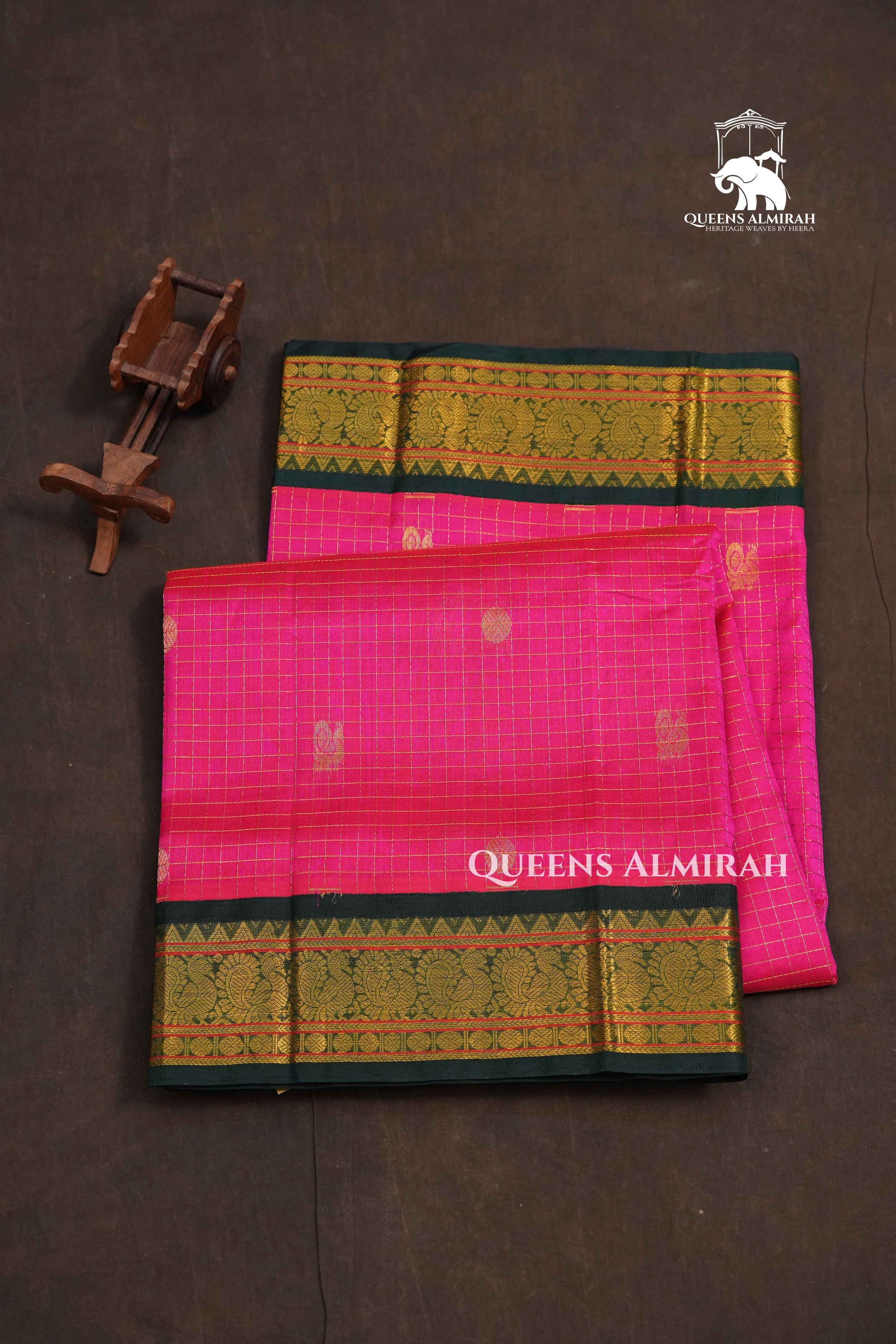 Pink With Green Pure Kanchi Silk Cotton Saree