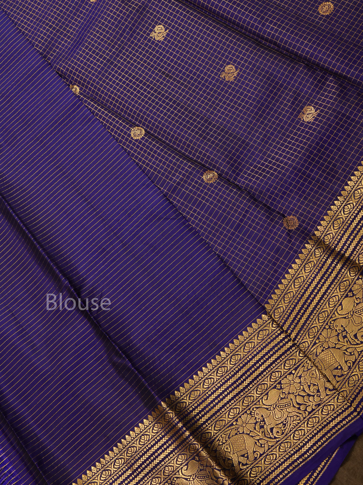 Navy Blue  Pure Kanchivaram Silk Saree