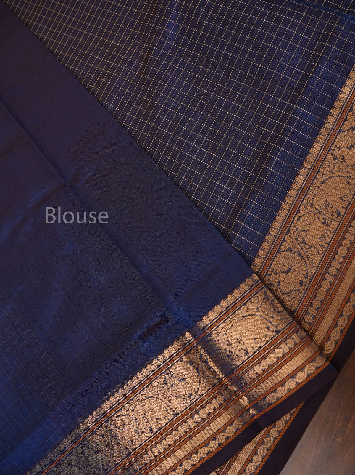 Navy Blue Chettinad Silk Cotton Saree