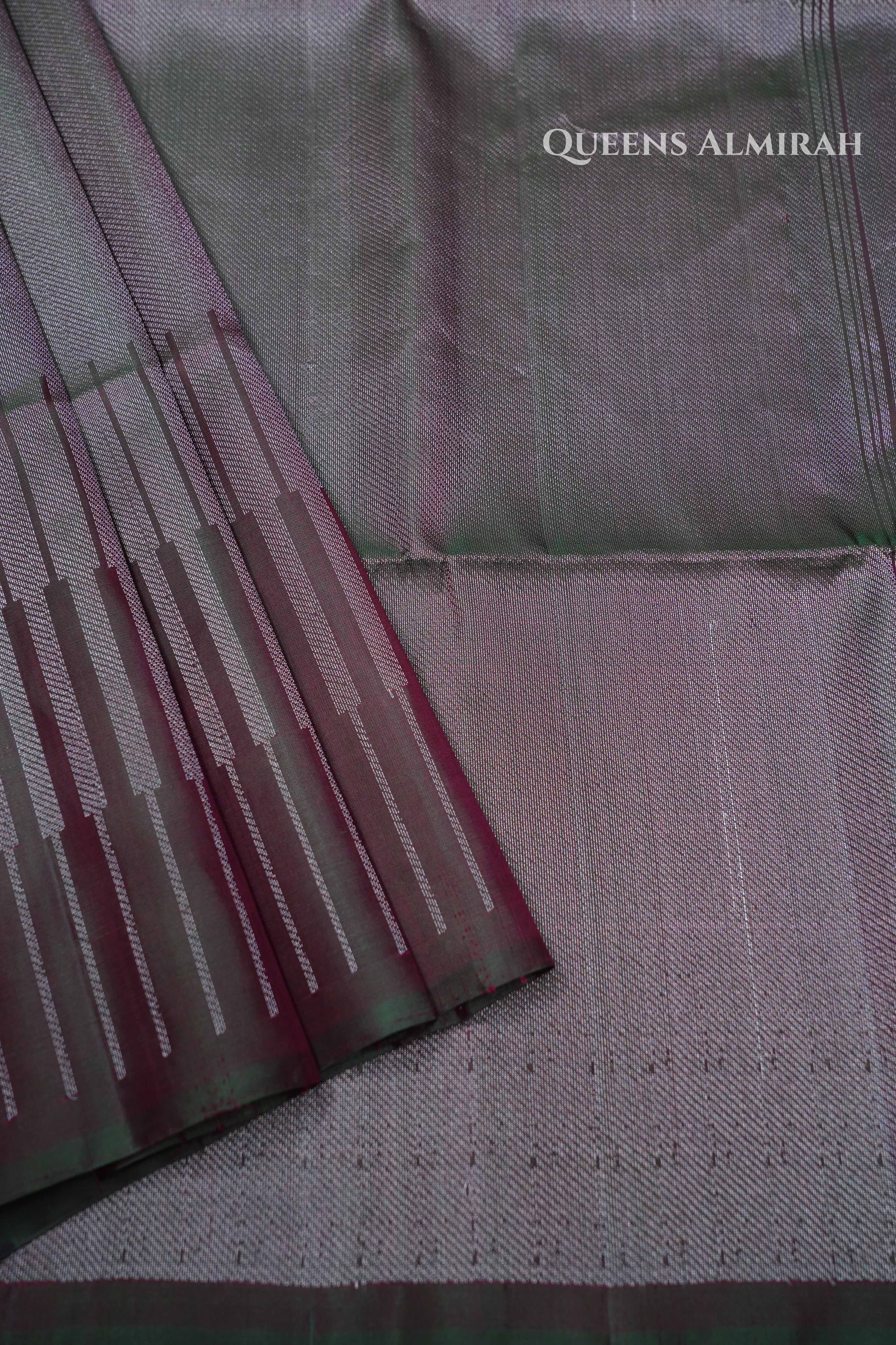 Dark Grape Brown Pure Soft Silk Saree