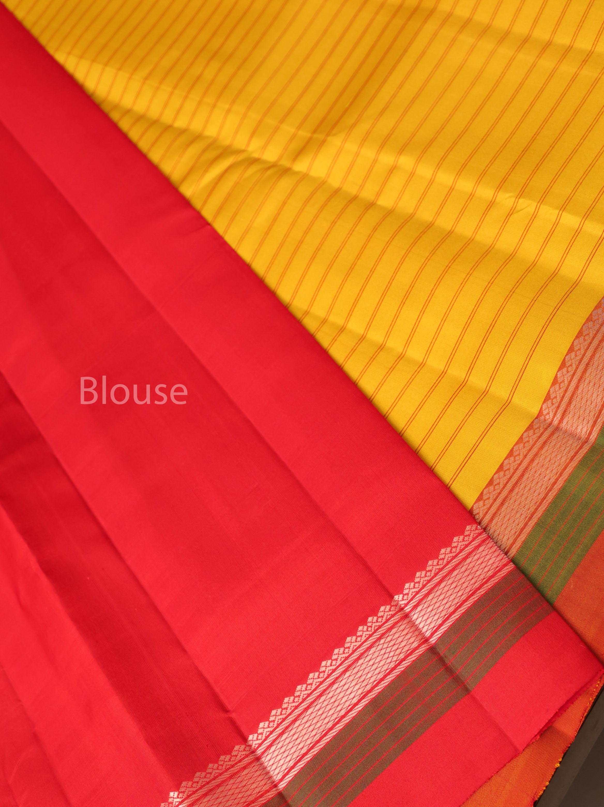 Mango Yellow With Orange Pure Kanchivaram Silk Saree