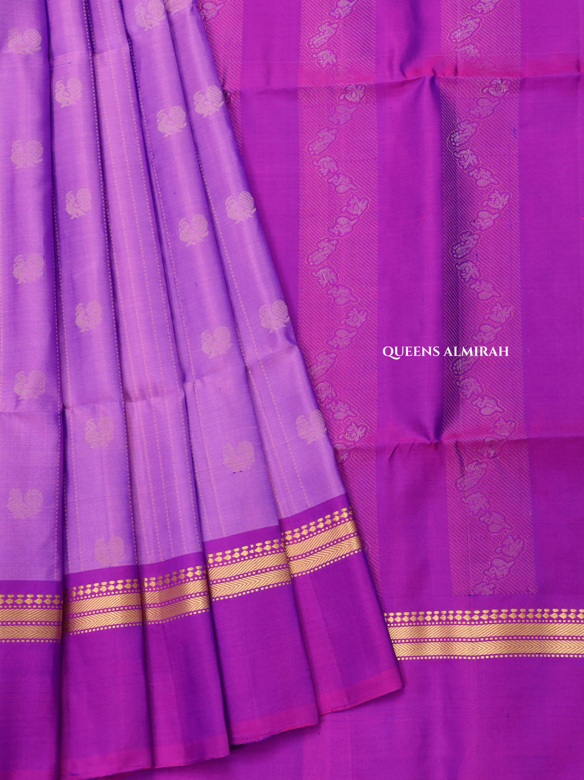 Lavender With Violet Pure Soft Silk Saree