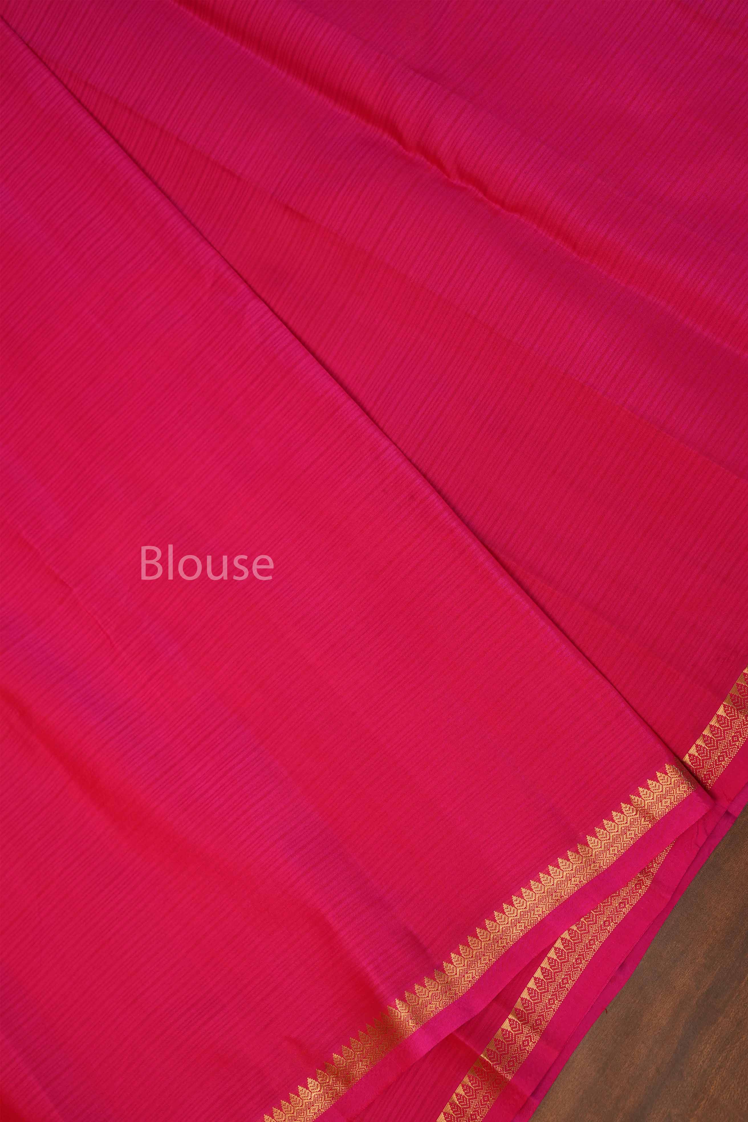 Magenta Pink With Thin Border Pure Kanchivaram Silk Saree