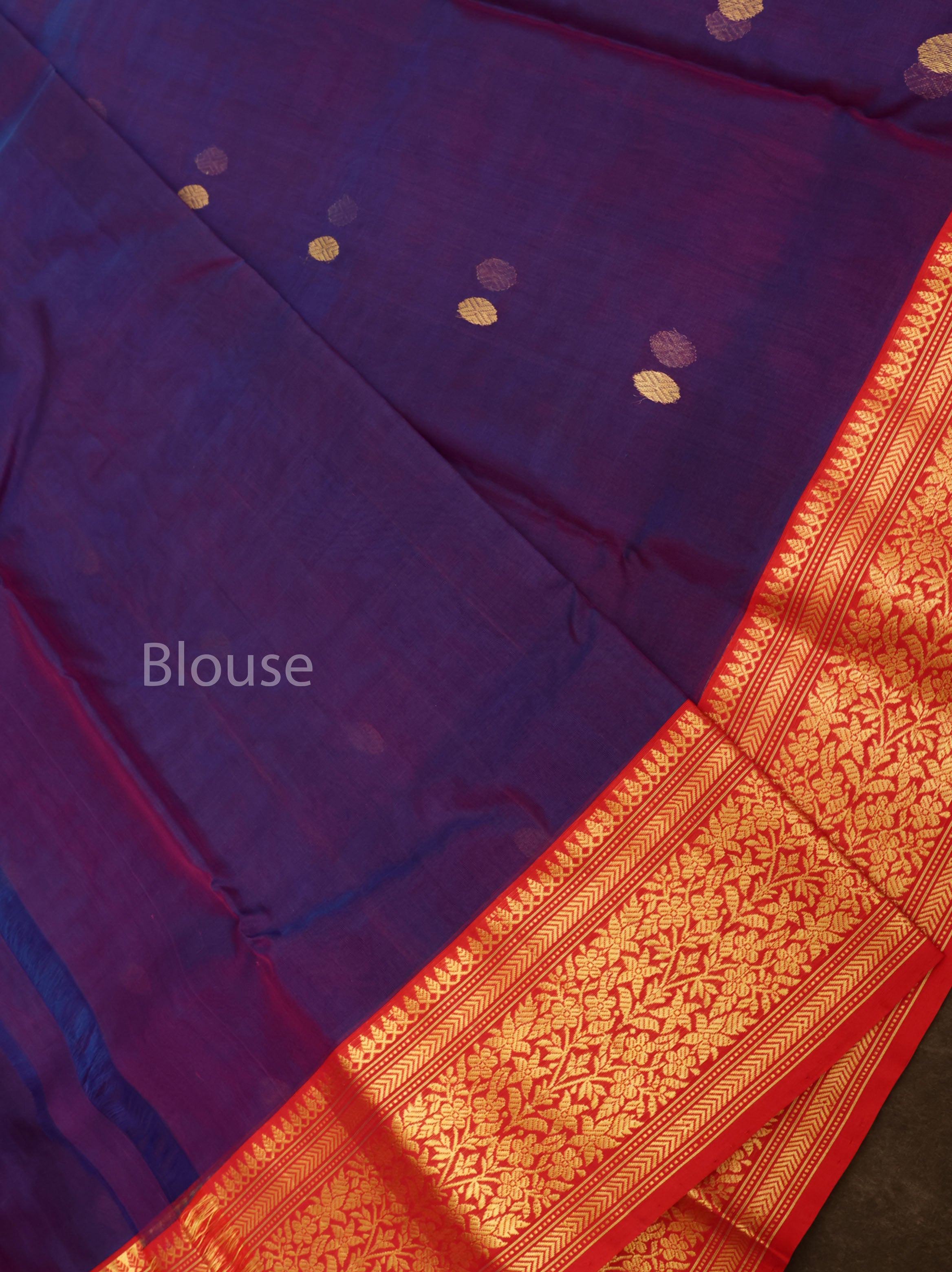 Dark Purple With Red Chanderi Katan Silk Handloom Saree