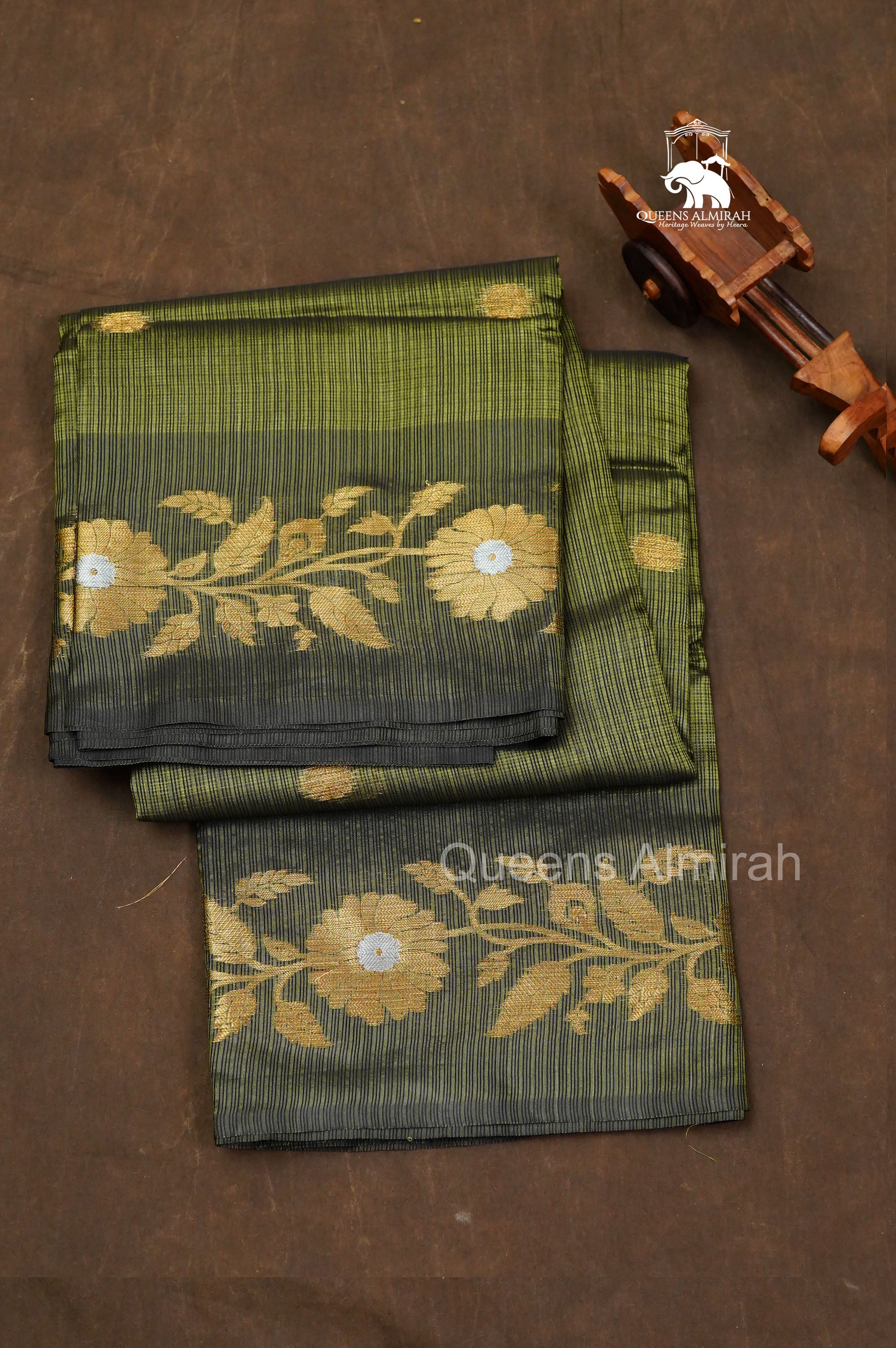 Olive Green Semi Kota Silk Cotton Saree