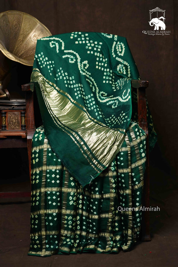 DARK GREEN MODAL SILK SAREE 2 - Queens Jewel Emporium