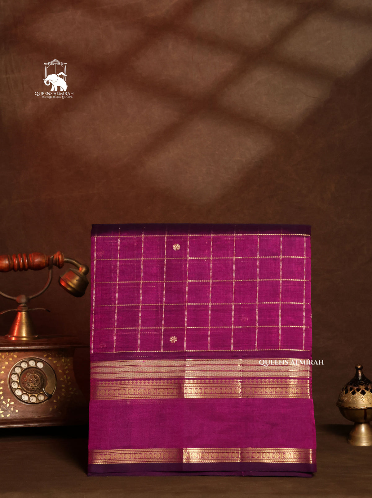 Purple Kattam Chettinad Silk Cotton Saree