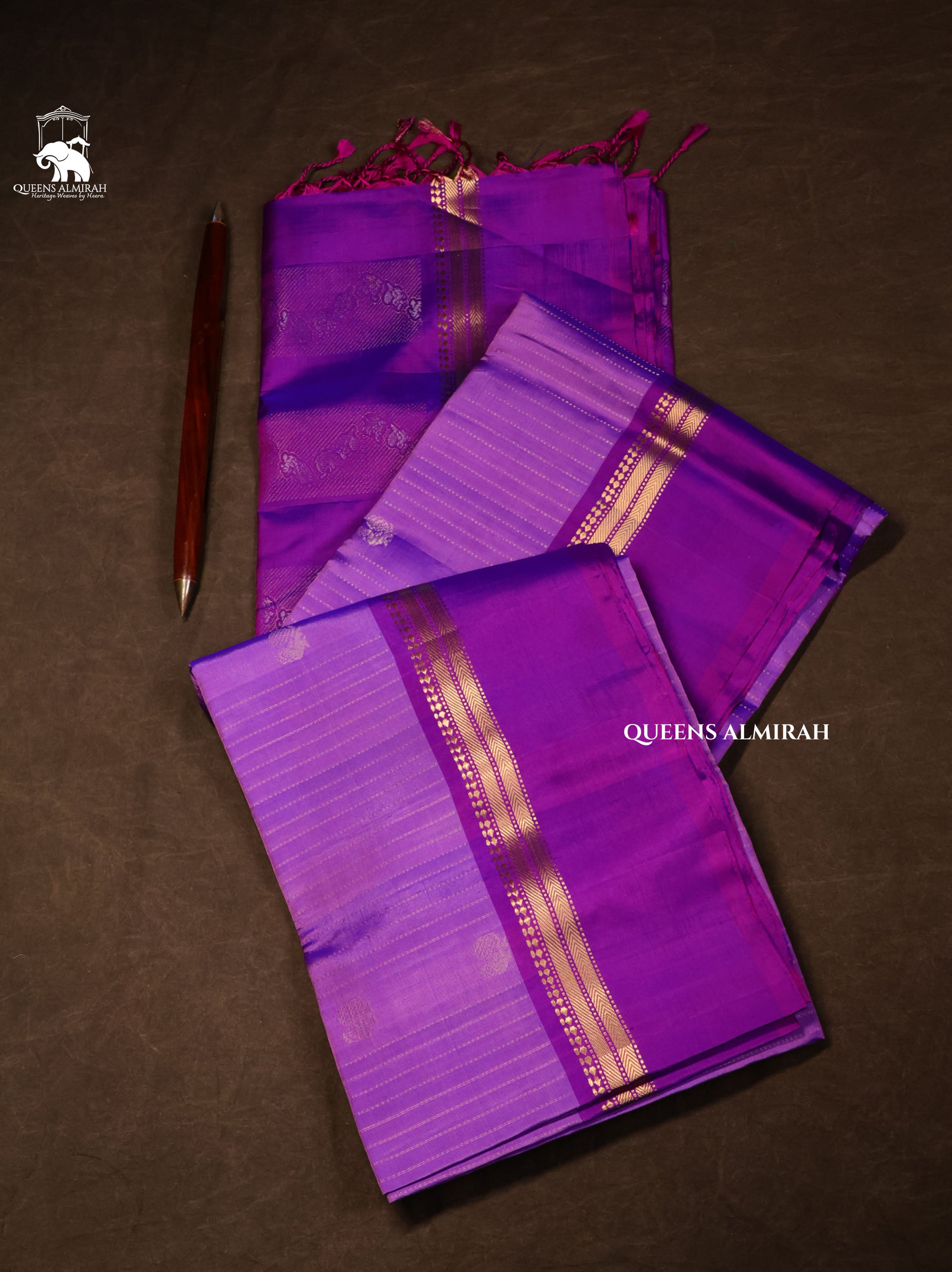 Lavender With Violet Pure Soft Silk Saree