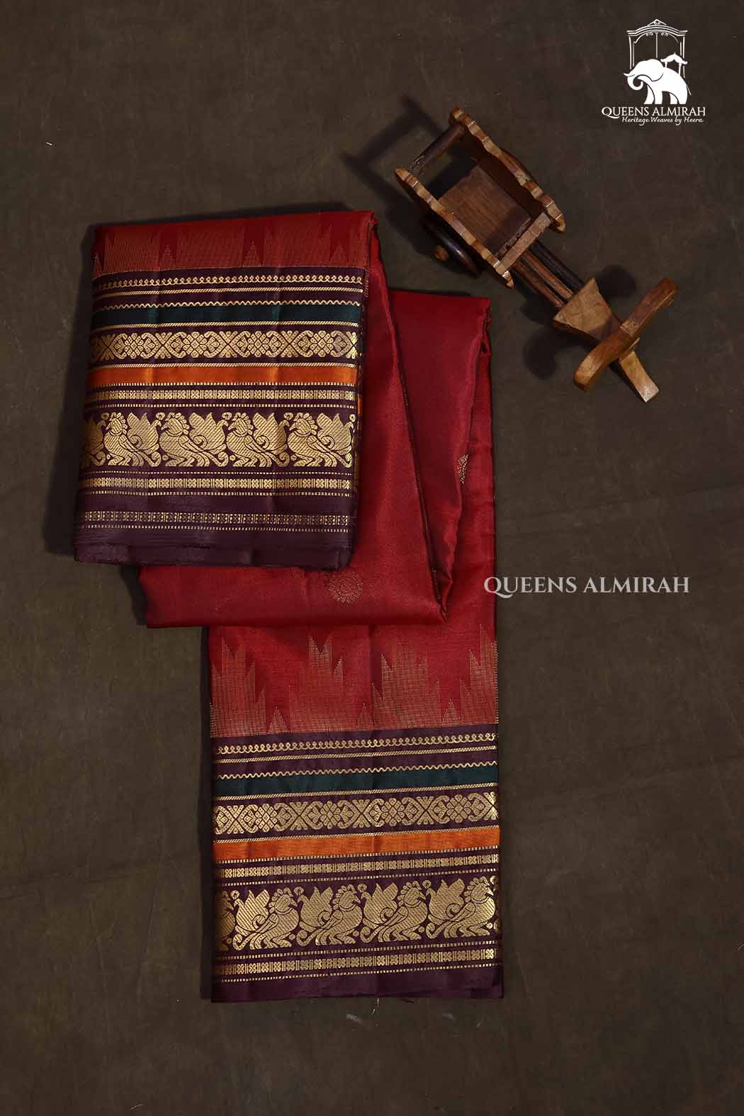 Maroon With Long Varisapet Border  Pure Kanchivaram Silk Saree