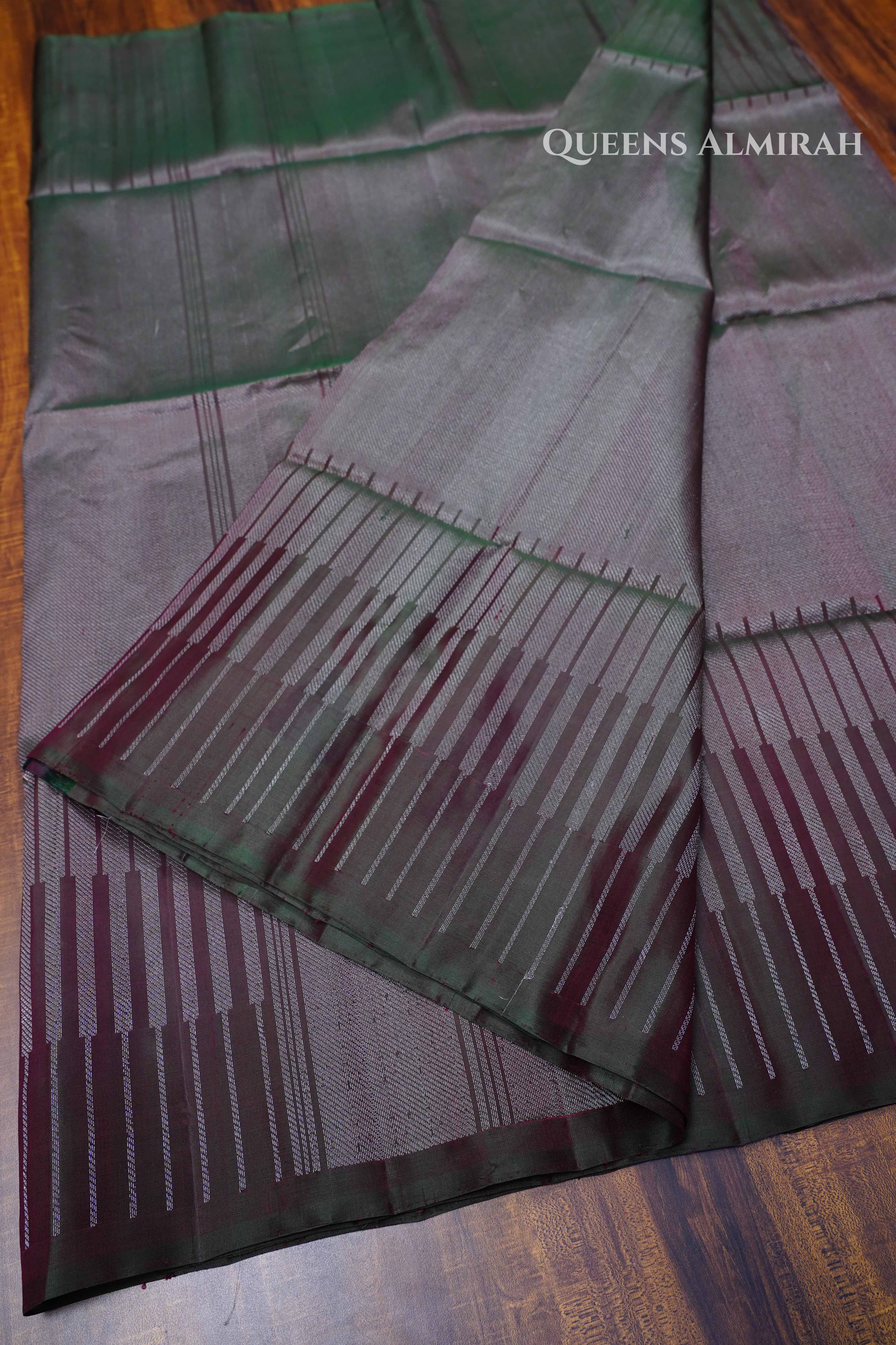 Dark Grape Brown Pure Soft Silk Saree