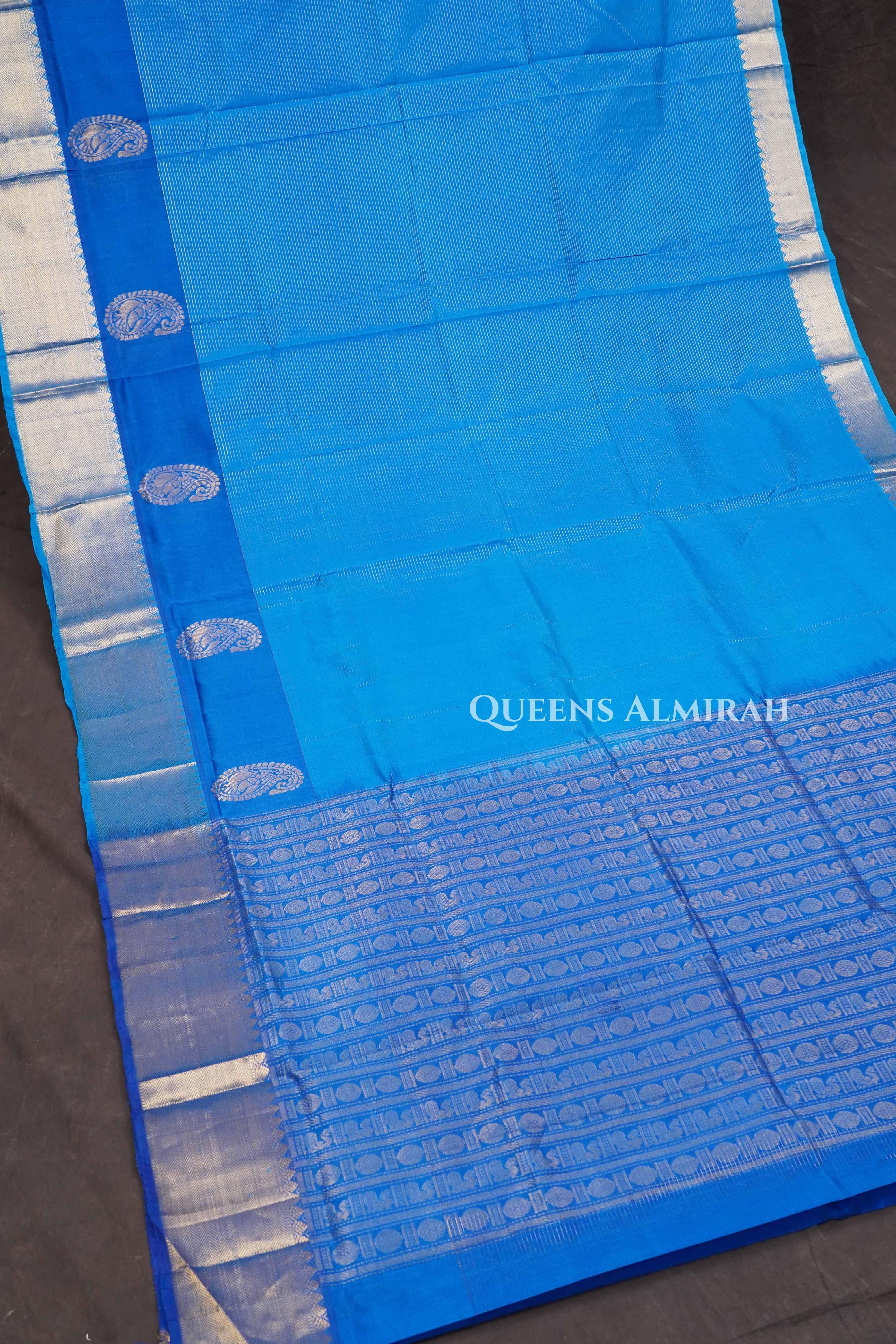 Water Blue Pure Kanchi Silk Cotton Saree