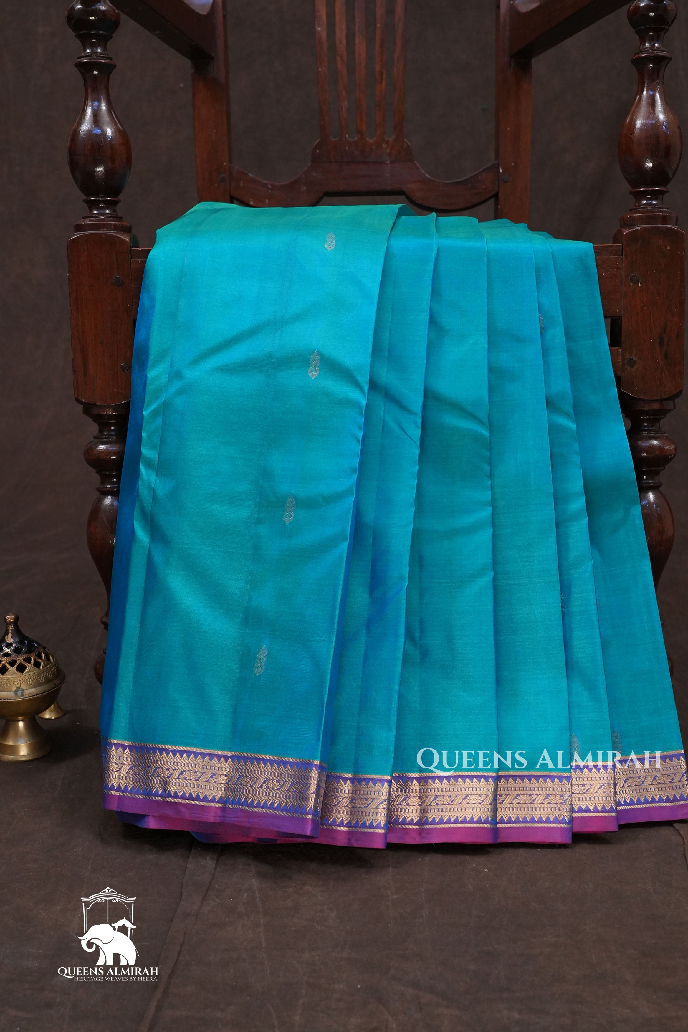 Sky Blue With Purple Pure Kanchivaram Silk Saree