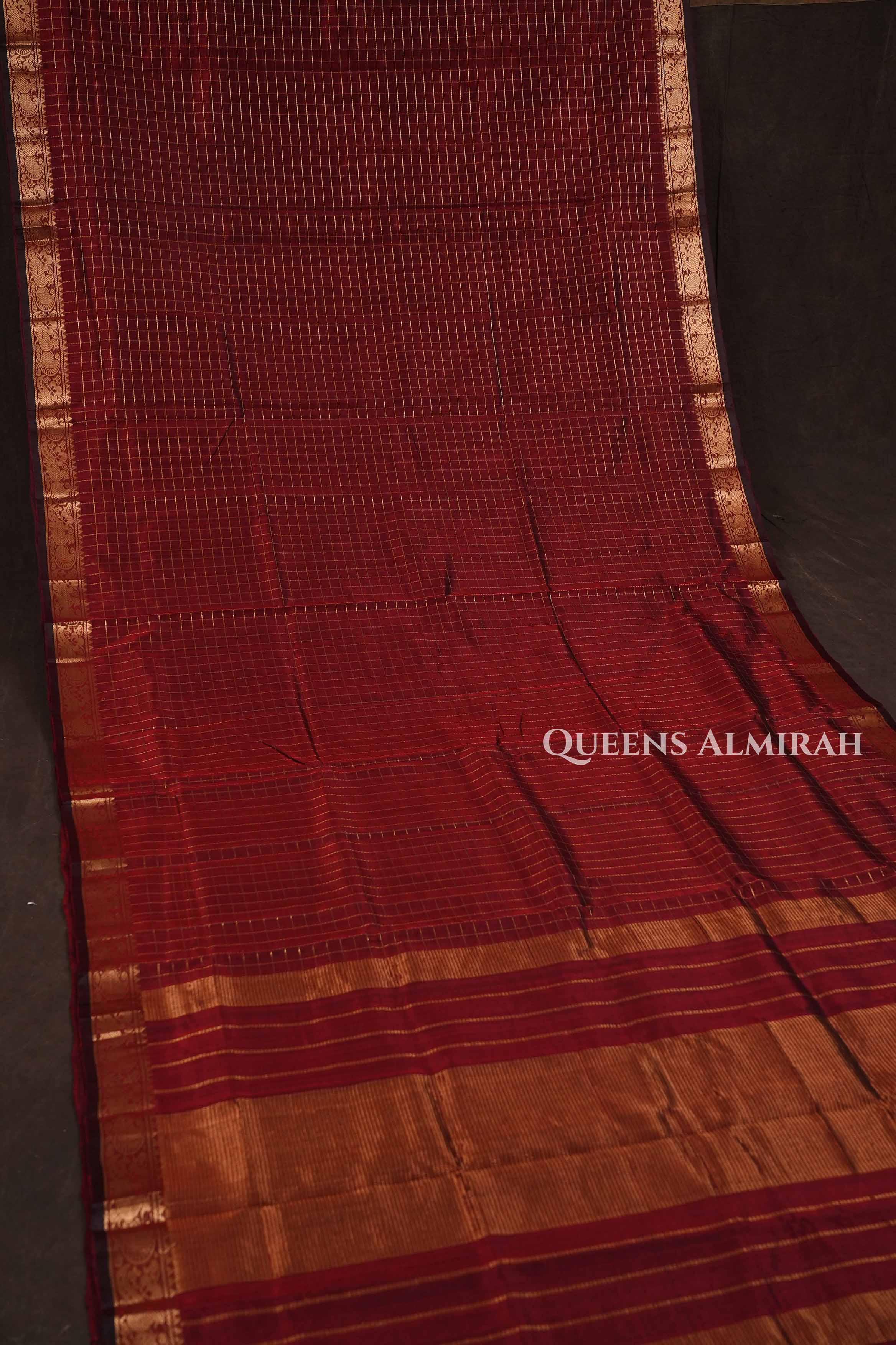 Maroon Pure Silk Cotton Saree