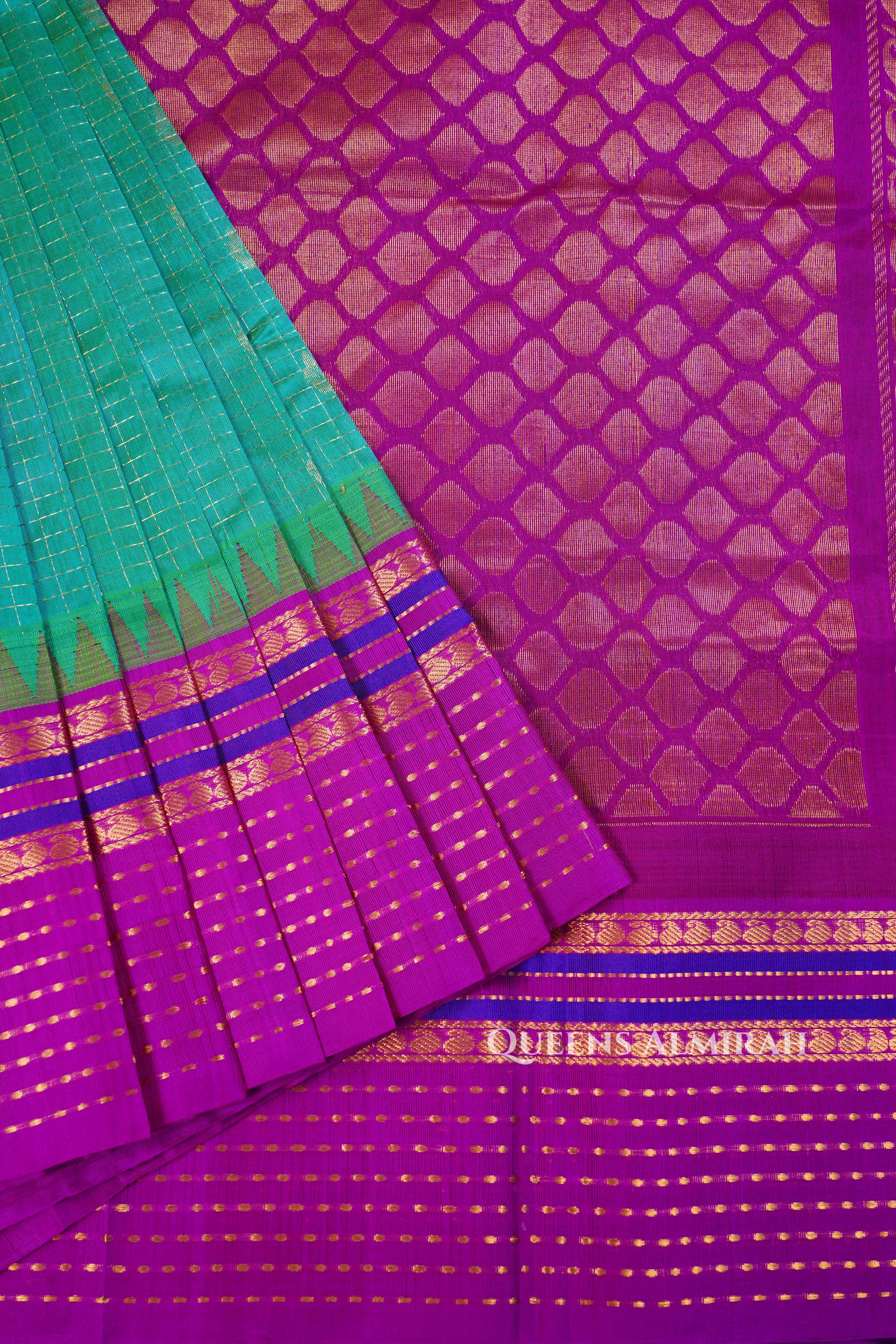 Blue With Purple Pure Kanchi Silk Cotton Saree