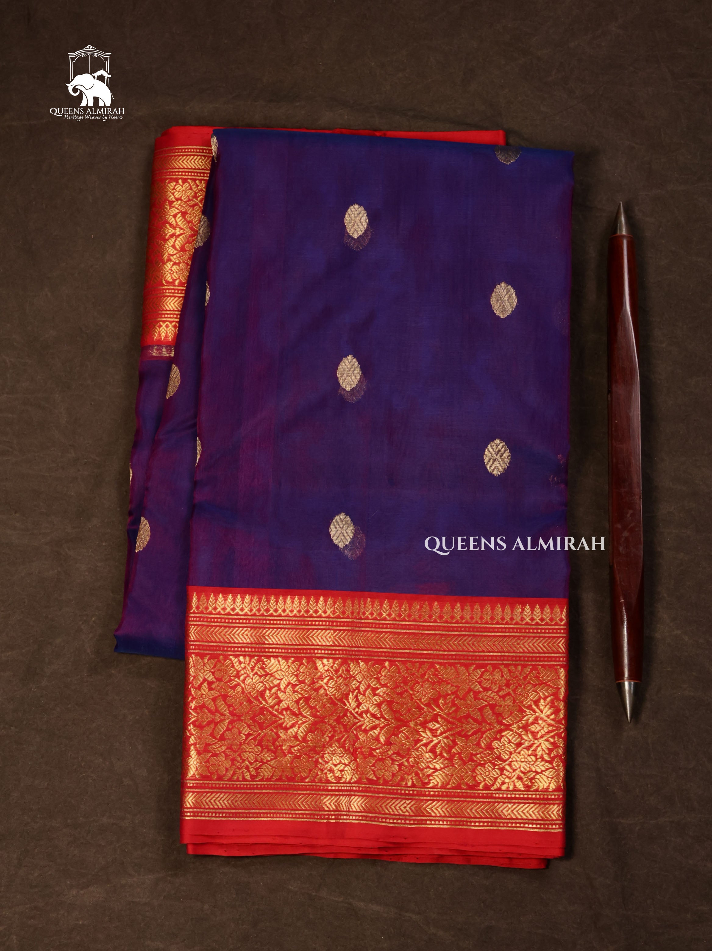 Dark Purple With Red Chanderi Katan Silk Handloom Saree