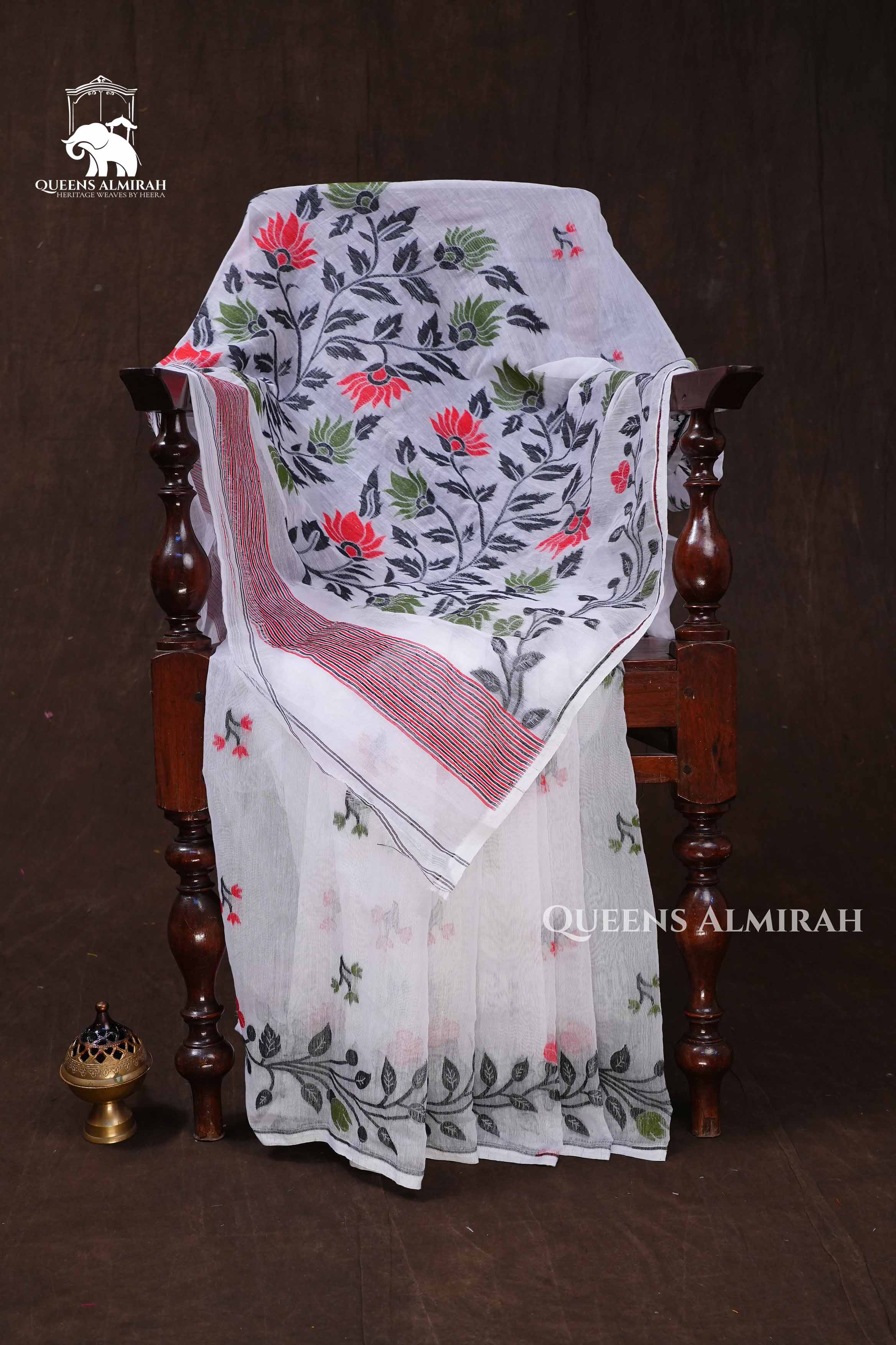White Jamdani Cotton Saree