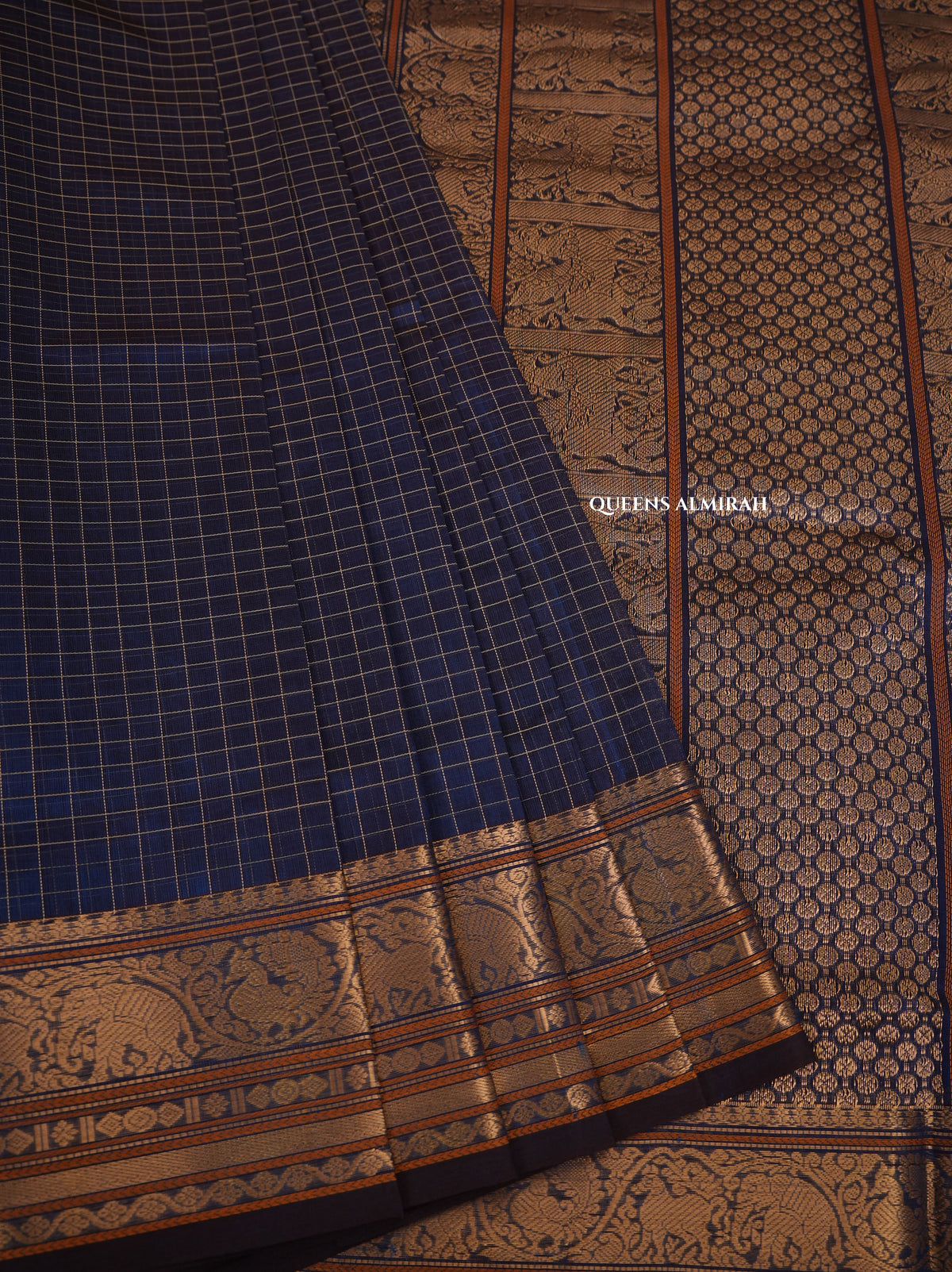 Navy Blue Chettinad Silk Cotton Saree