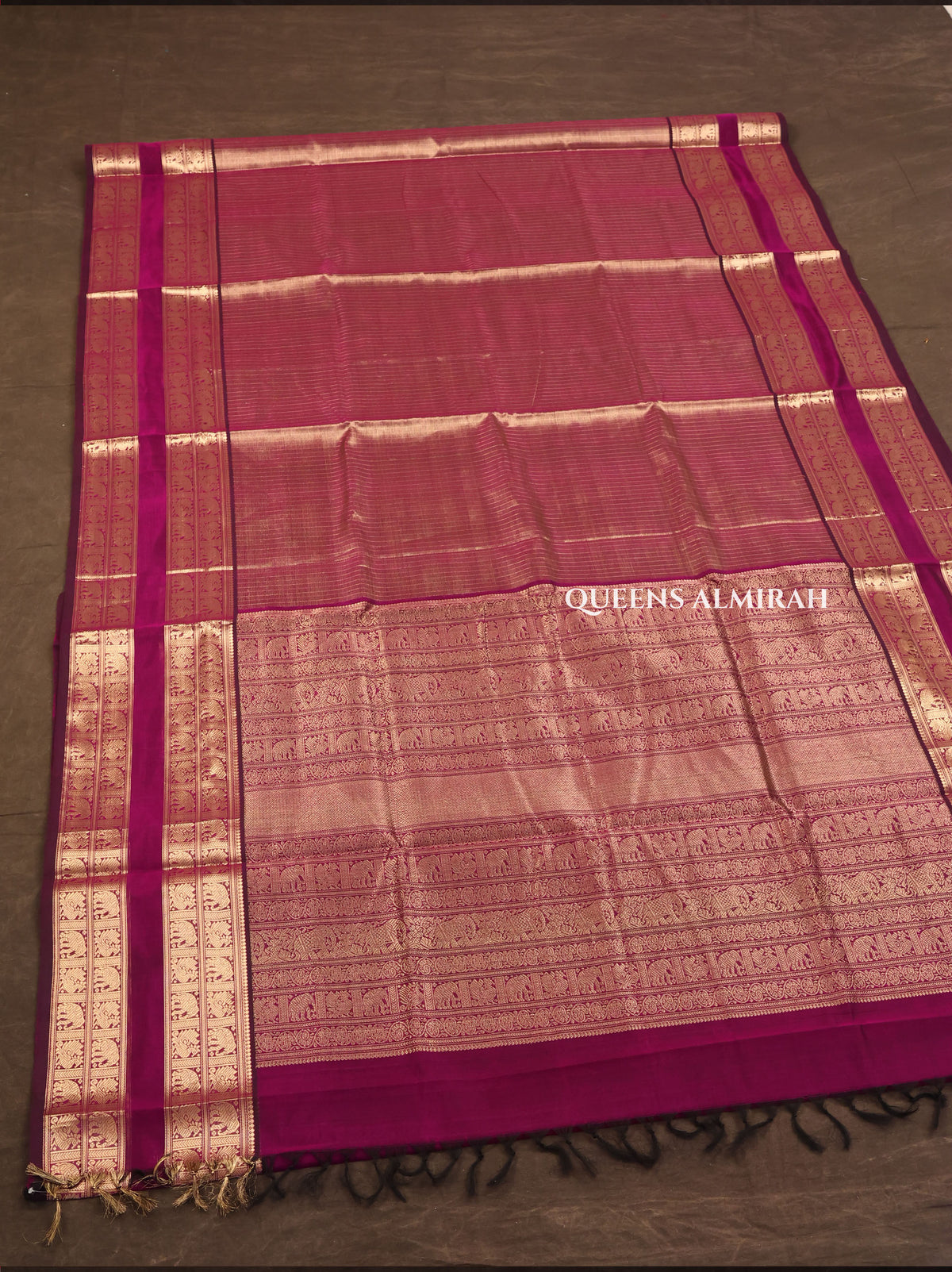 Golden With Violet Chettinad Silk Cotton Saree