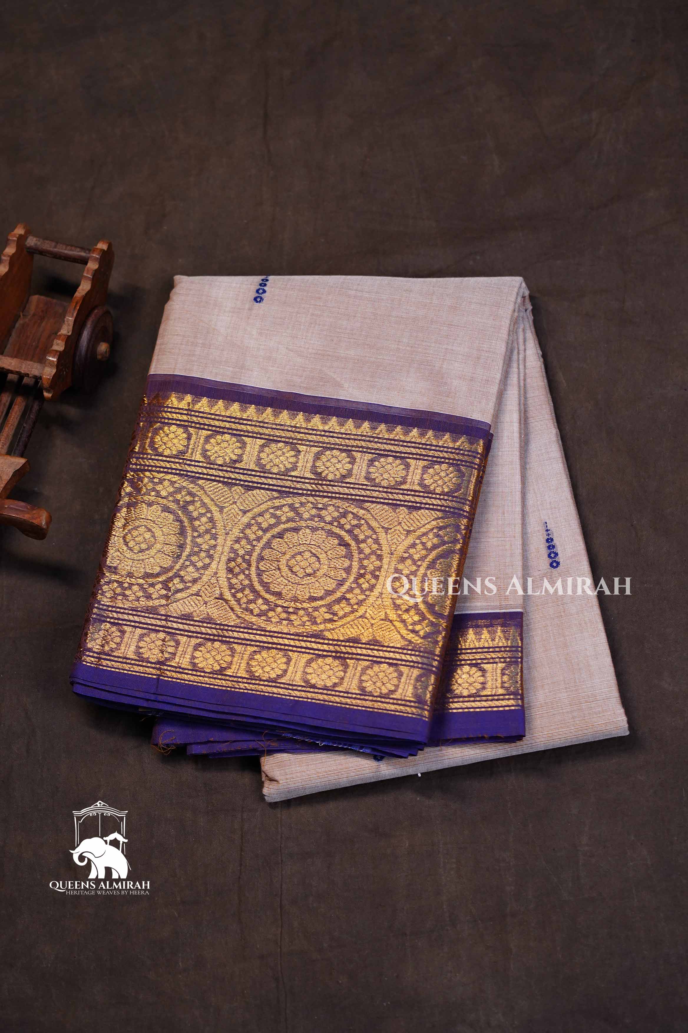 Cream With Purple Kanchi Cotton Saree