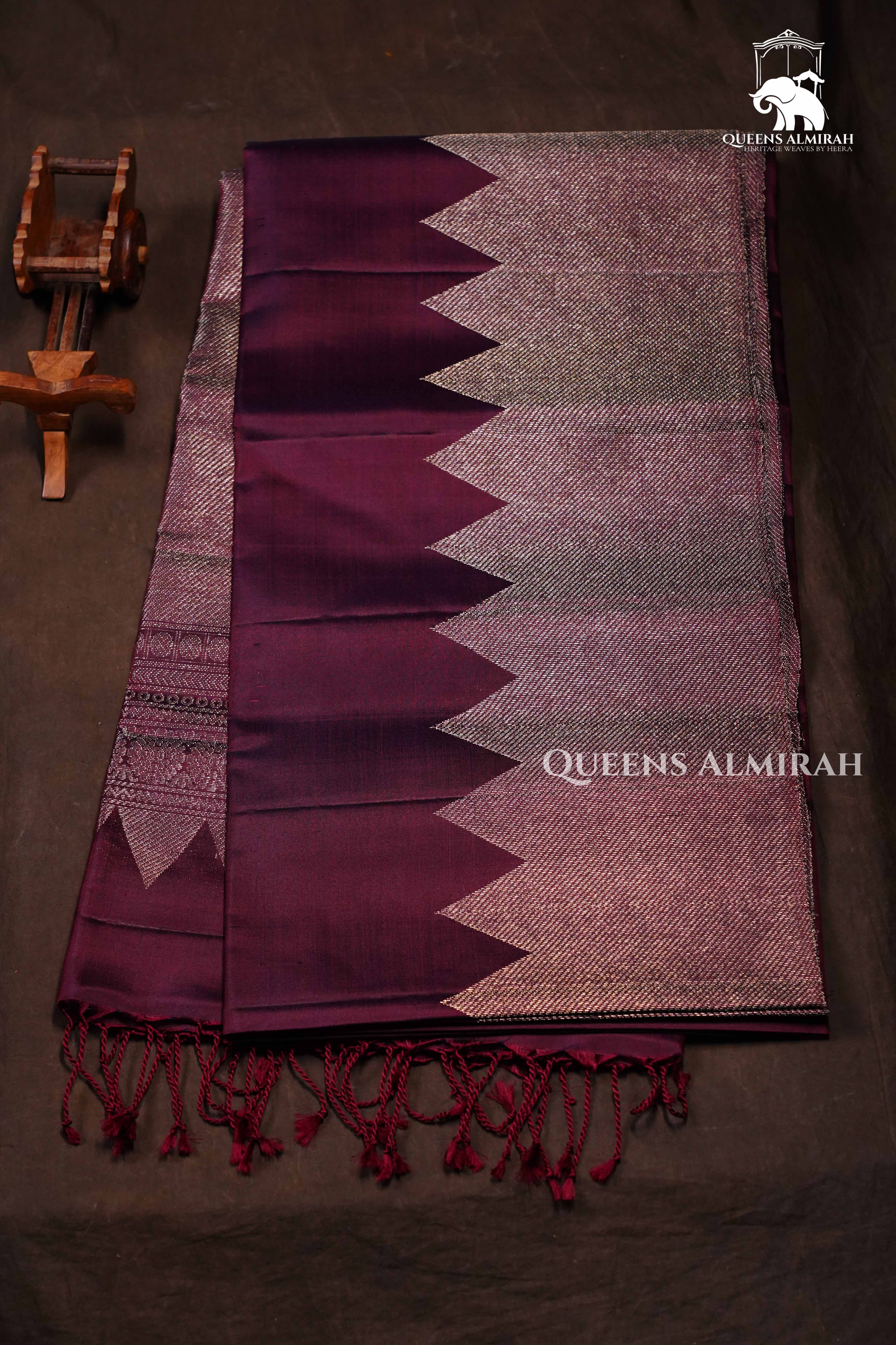 Red Wine Pure Soft Silk Saree