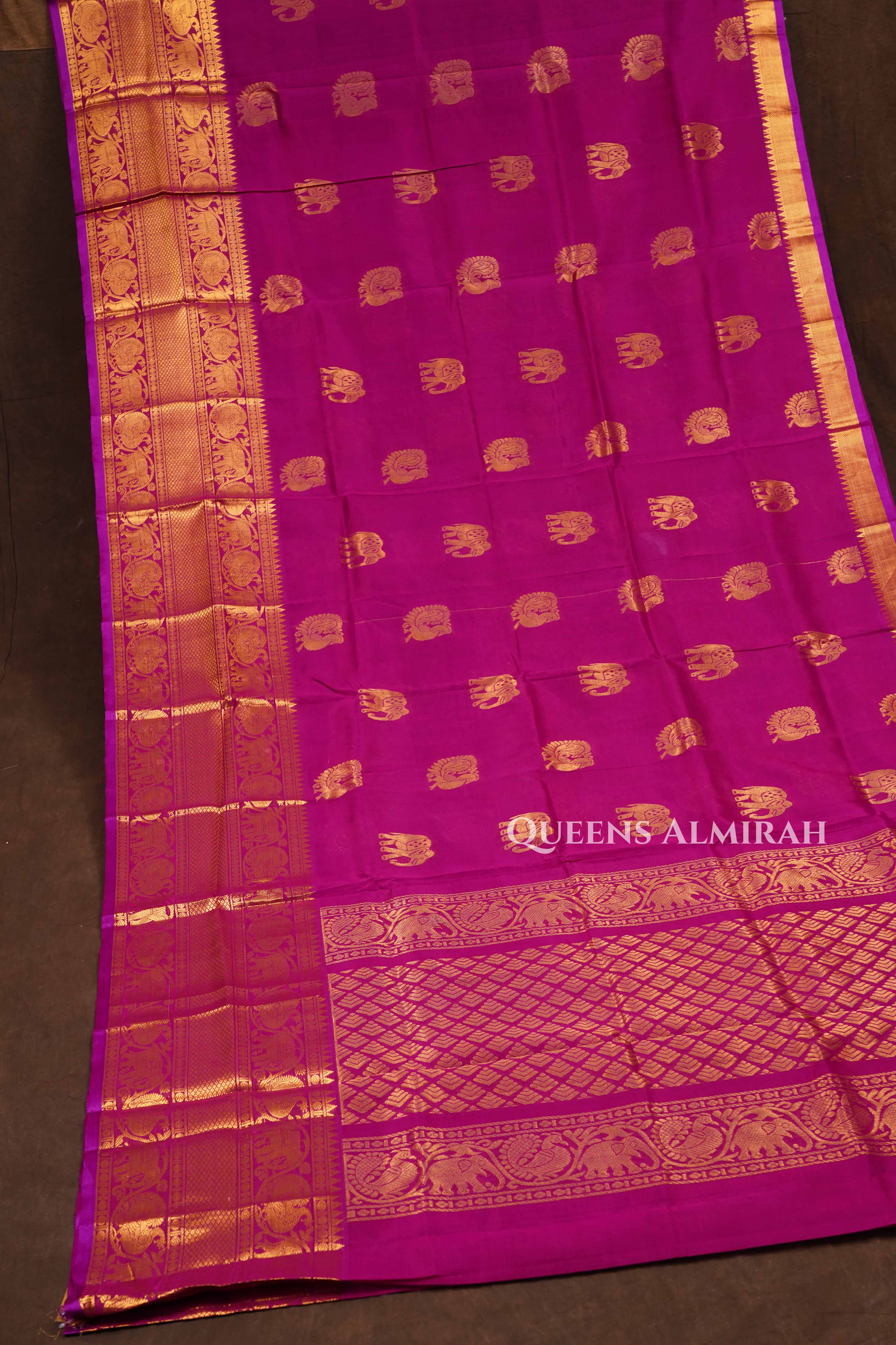 Purple Pure Kanchi Silk Cotton Saree